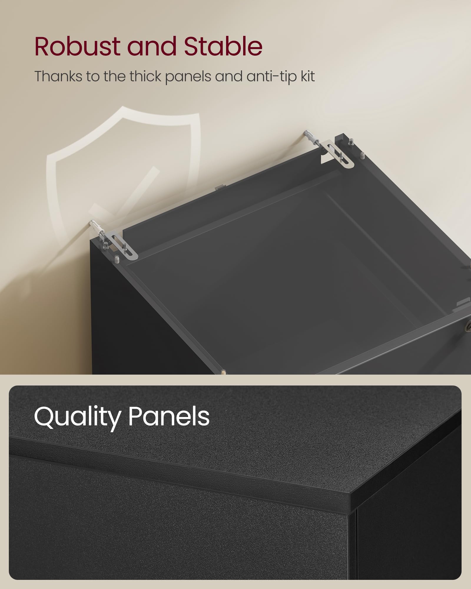 VASAGLE Vertical File Cabinet - 4 Lockable Drawers | A4 & Letter Size | Ink Black | OFC082B02 6