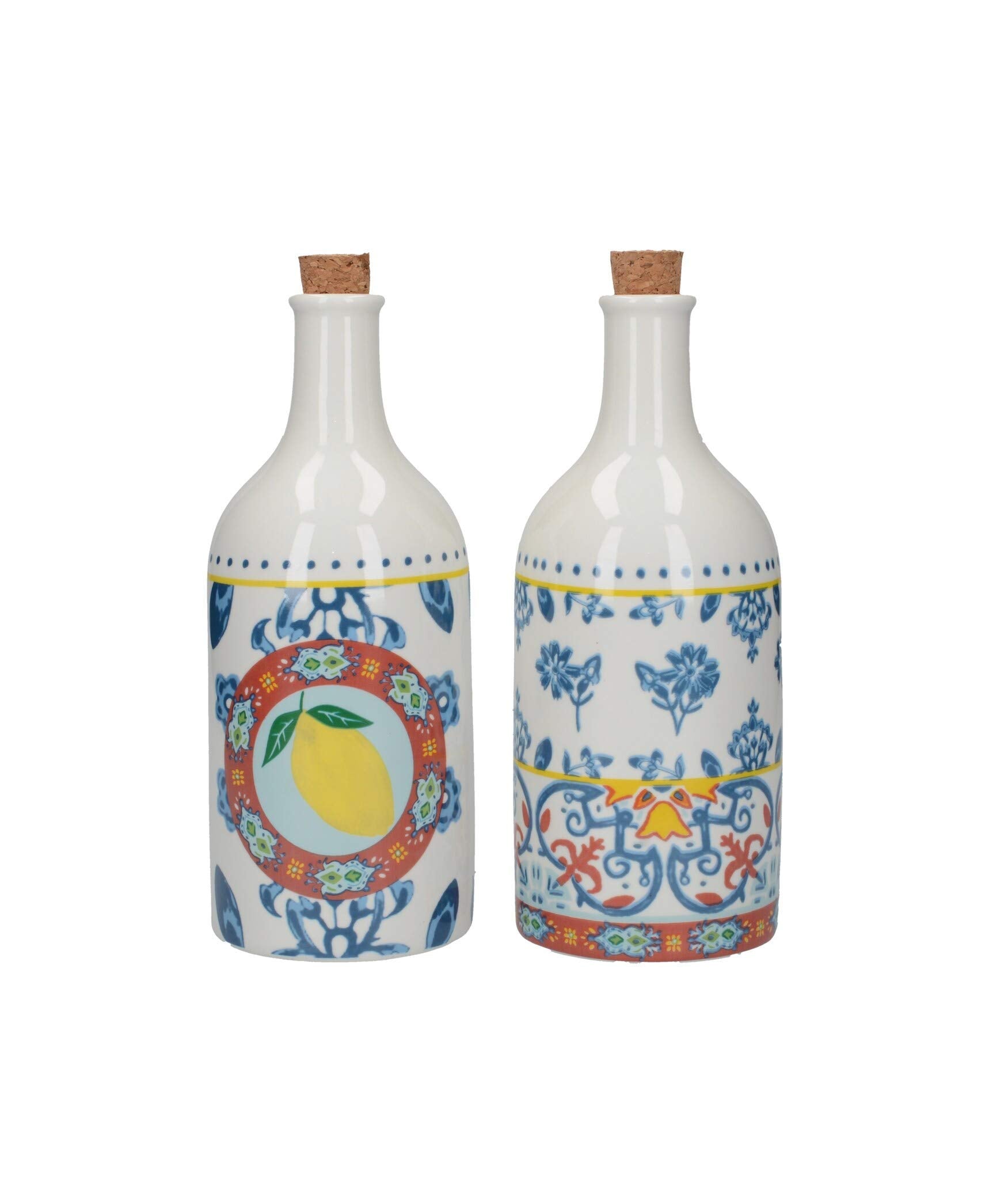KitchenCraft World of Flavours Ceramic Oil & Vinegar Bottle Set | 500ml Capacity | Multicolour 1