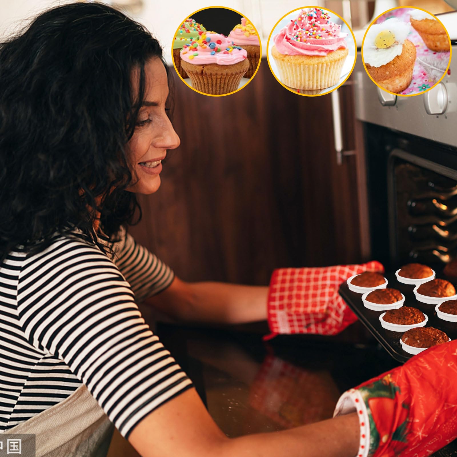 ASelected 100Pcs White Greaseproof Cupcake Liners | Standard Size 50x65x40mm | Food-Grade Paper 6