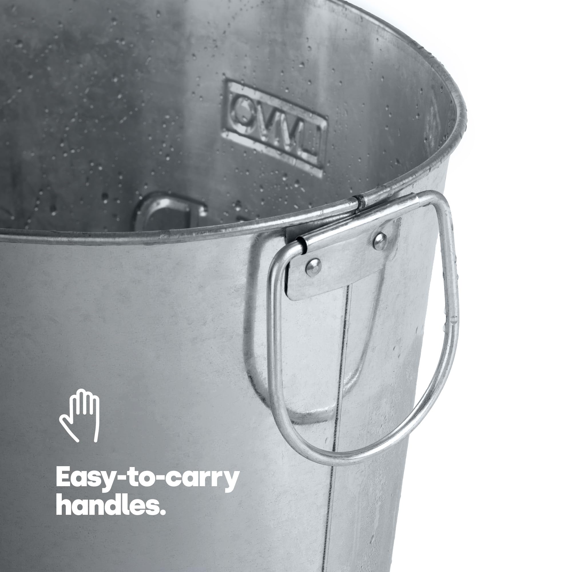 LIVIVO Galvanised Steel Ice Bucket - 24L Capacity with Handles | Portable | Steel Color 8