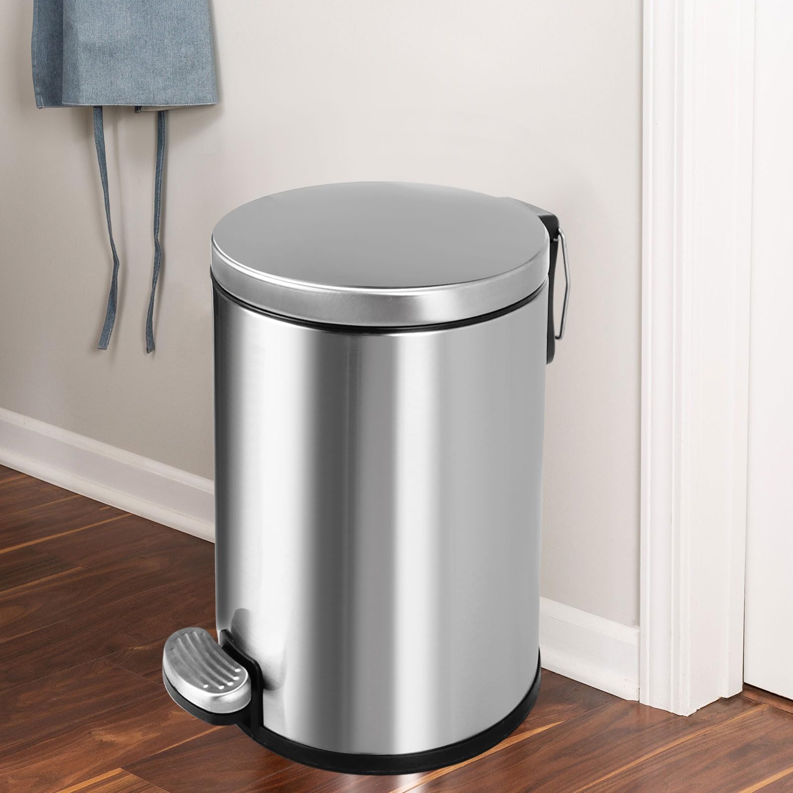 ASelected 6L Round Bathroom Pedal Bin | Stainless Steel | Anti-Fingerprint | Silver 6