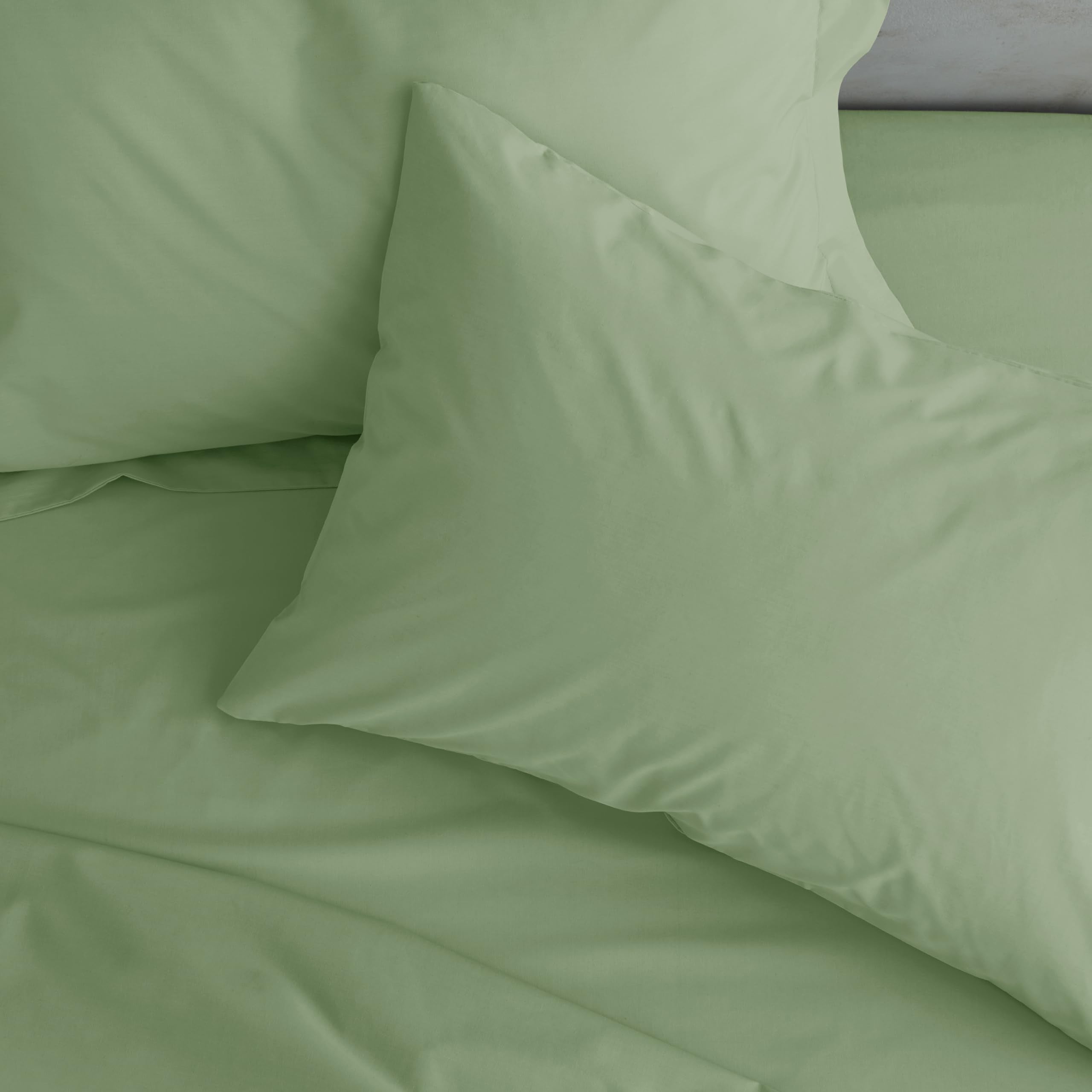 Catherine Lansfield Easy Iron Percale Standard Pillowcase Pair Sage Green | 50x75cm | Polycotton 1