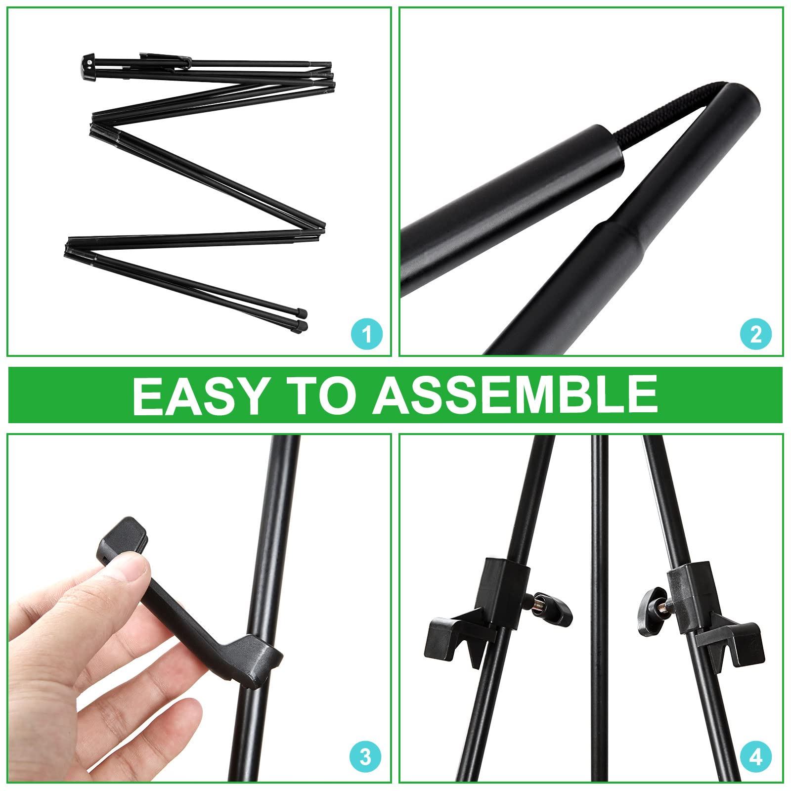 ASelected Adjustable Metal Display Easel Stand - 160cm Height, Foldable, Black Finish 4