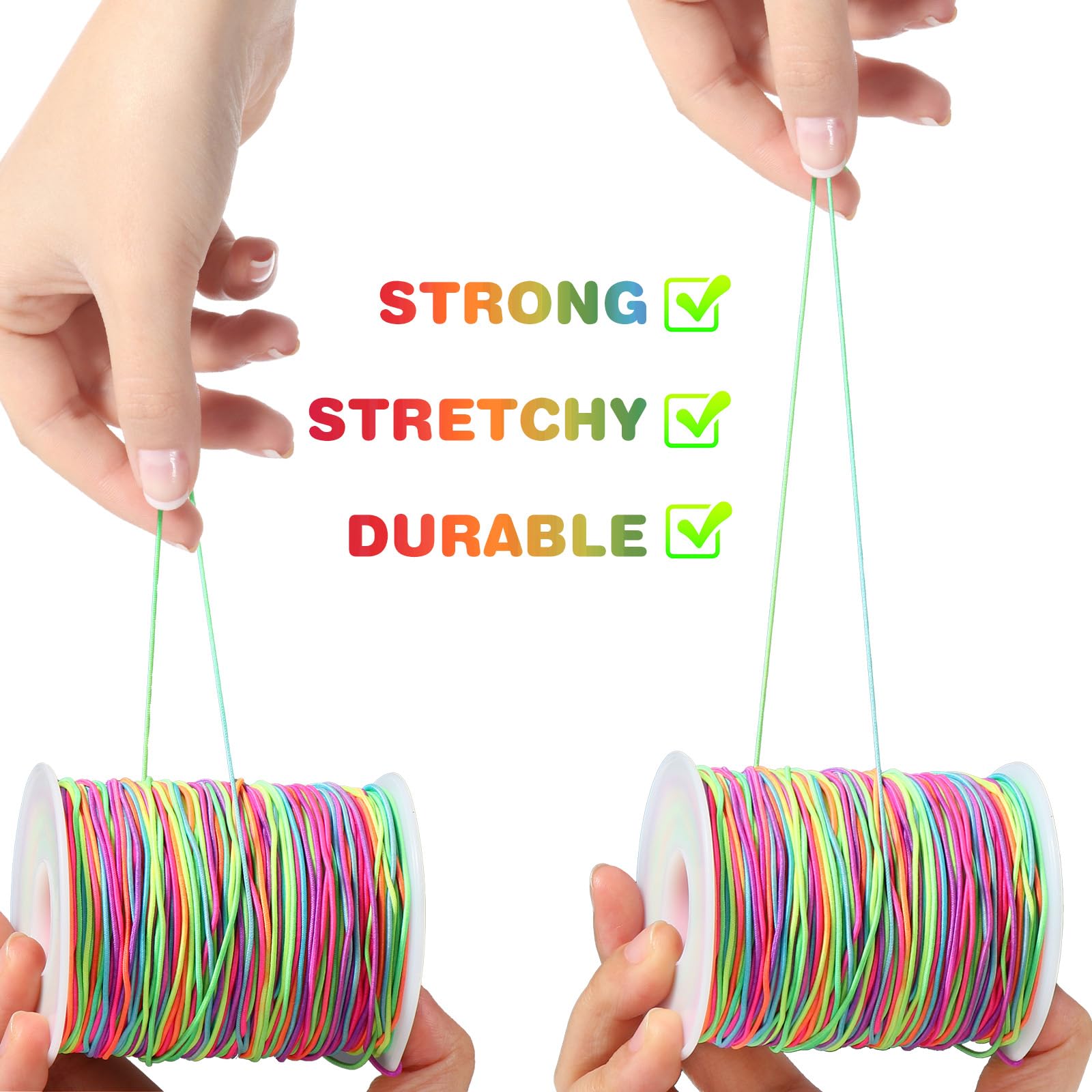 Diboniur Rainbow Elastic String for Bracelet Making - 1mm Diameter, 100m Length | TPE & Nylon 8