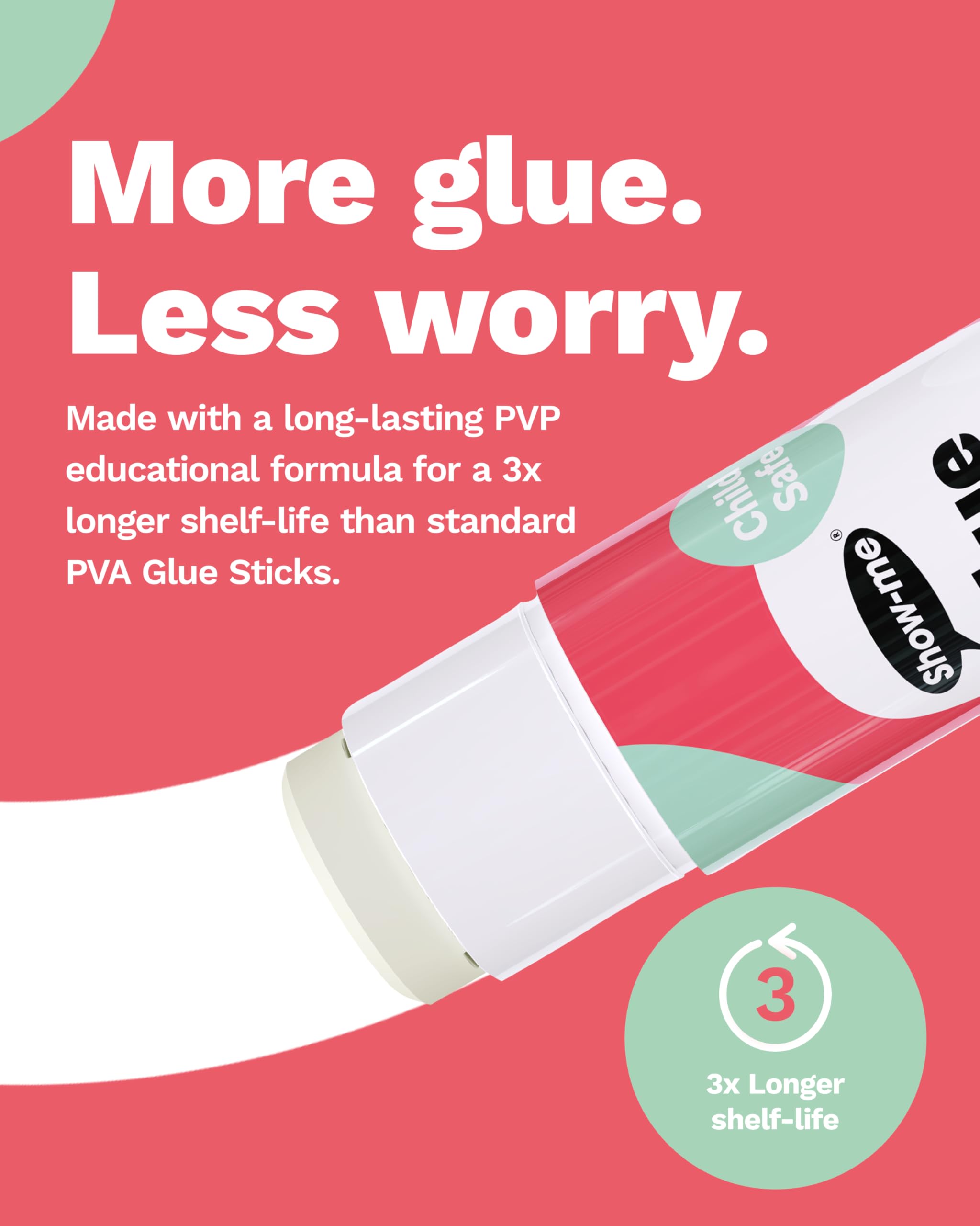 SHOW-ME Classmaster Glue Sticks - 40g Child-Safe Paper Glue | 12 Pack | Washable PVP Formula 6