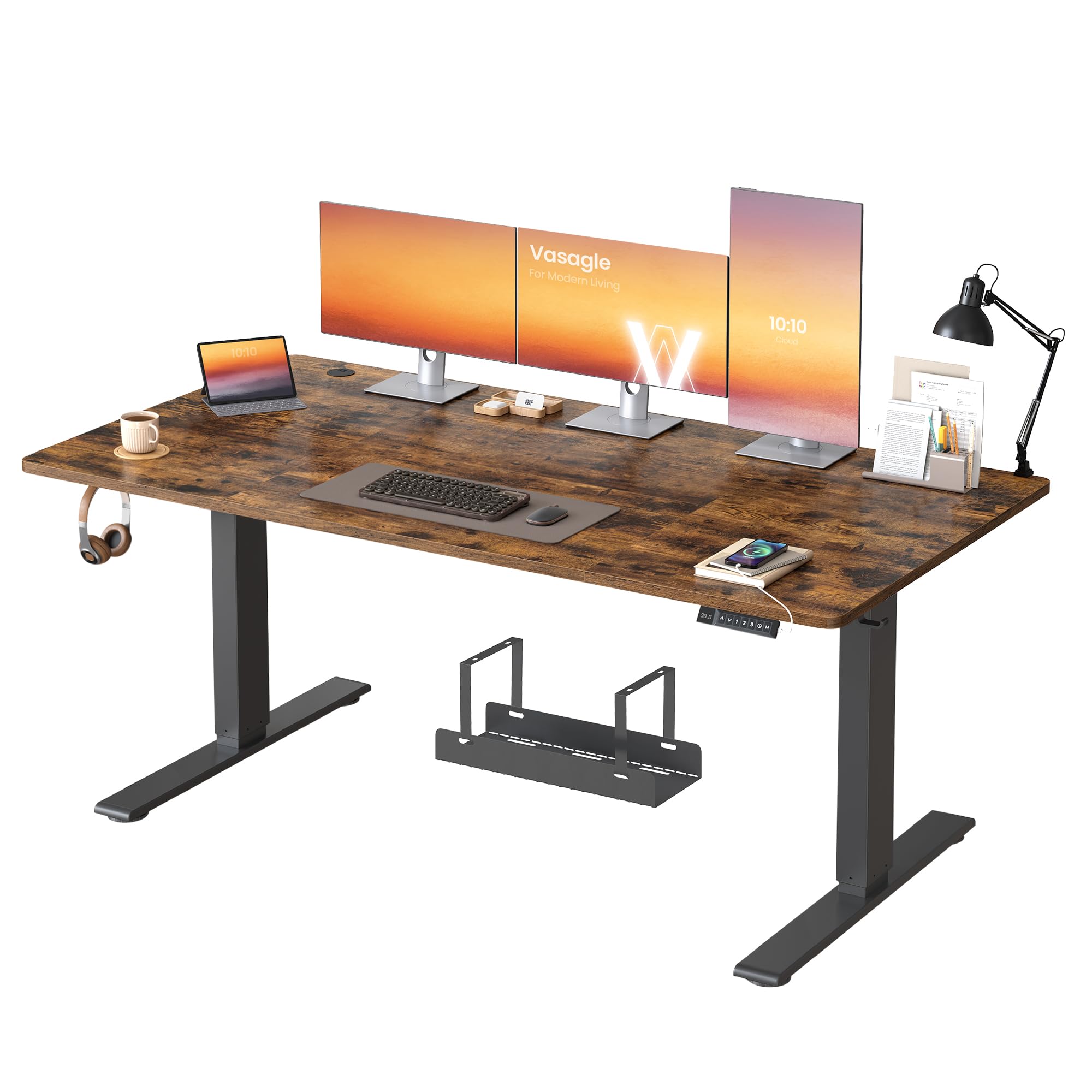 VASAGLE Electric Standing Desk - 160 x 80 cm Desktop | USB-C Port | Height Memory Presets