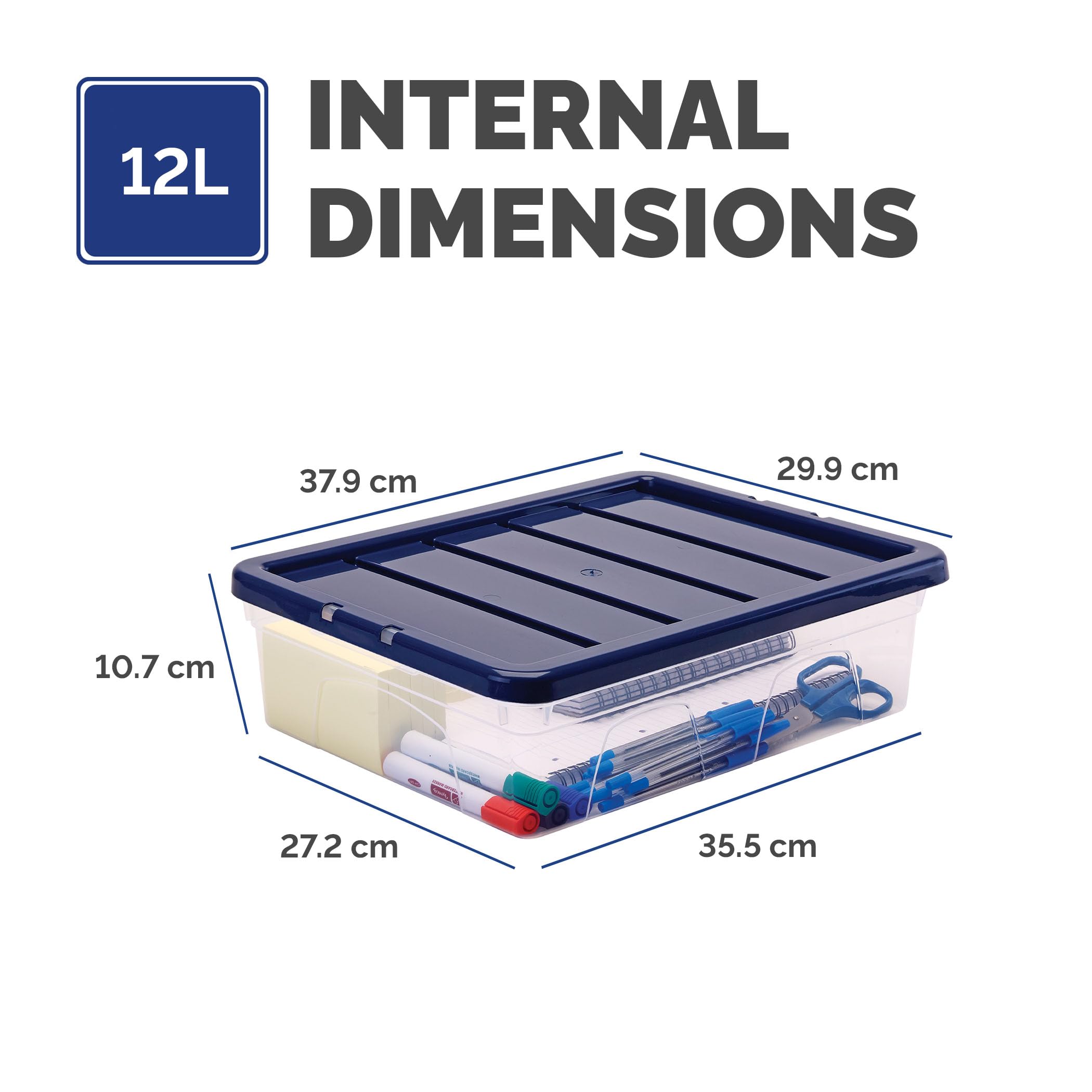BANKERS BOX 12L Plastic Storage Box 3-Pack | Stackable & Nesting | BPA-Free Lids 3
