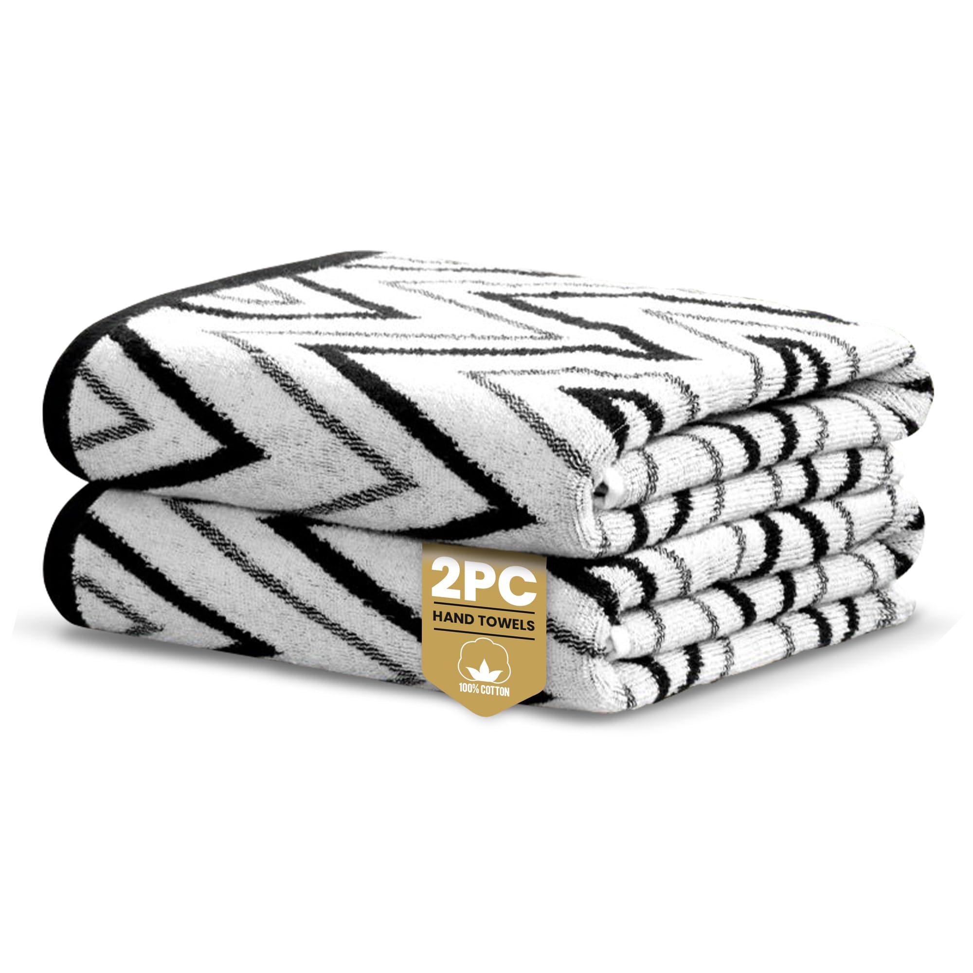 Rapport Home Helix Hand Towels 2 Pack - 500GSM 100% Cotton | Mono Black | 50x85cm 1