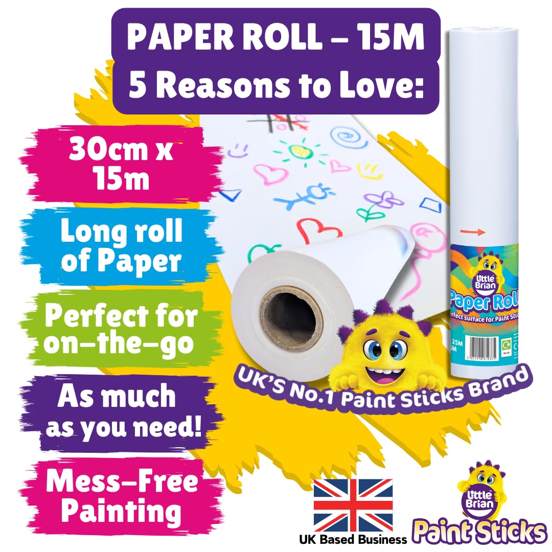 Little Brian Paint Sticks Paper Roll - 15m x 30cm for Travel & Art Activities | 70 GSM 2