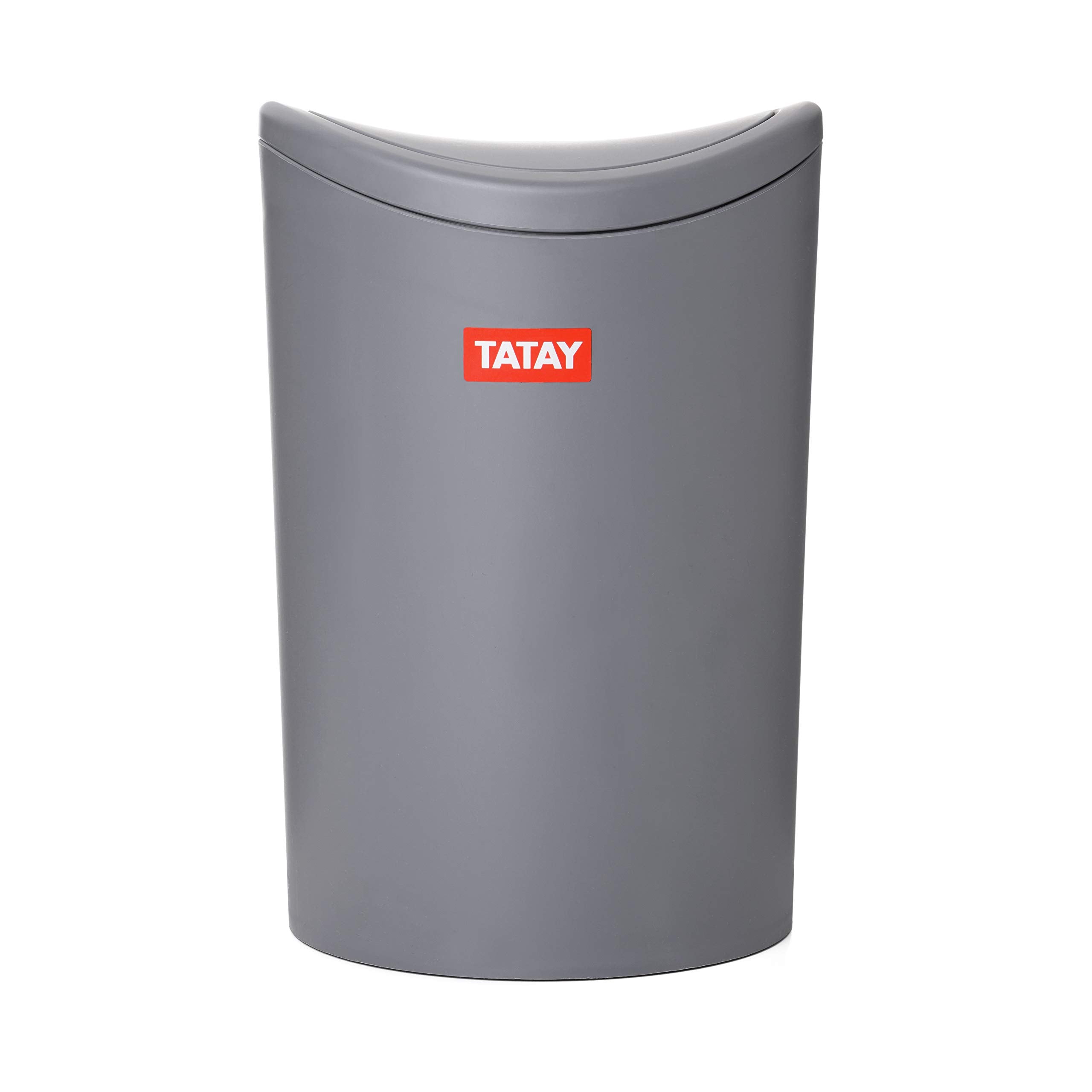 TATAY Bathroom Bin with Swing Lid | 6L Capacity | Compact 19x19x28 cm | Gray 2
