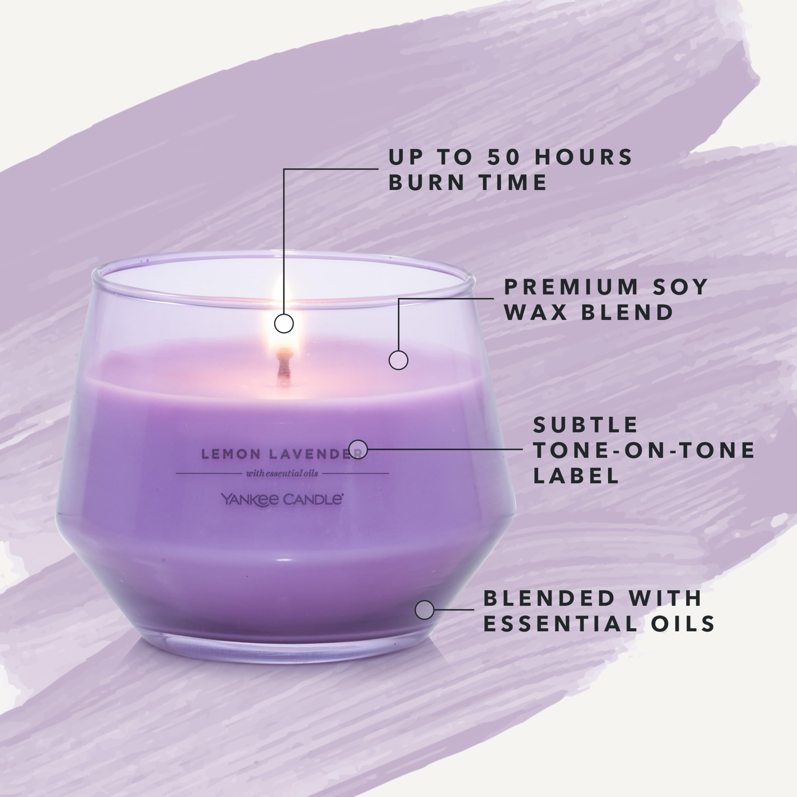 Yankee Candle Studio Scented Candle - Lemon Lavender | 35-50 Hour Burn Time | Soy Blend 4