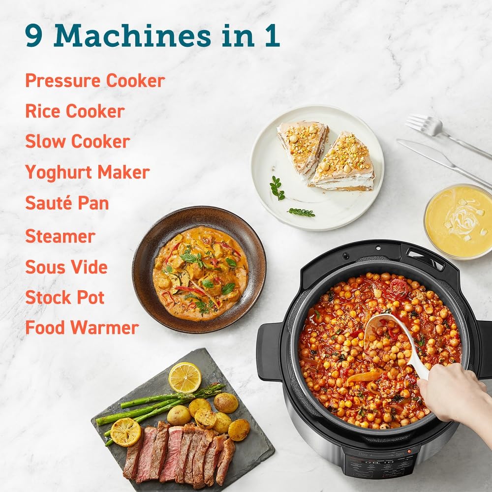 COSORI Electric Pressure Multi Cooker 5.7L - 9-in-1 Functions, Ceramic Non-Stick, Stainless Steel/Black 2