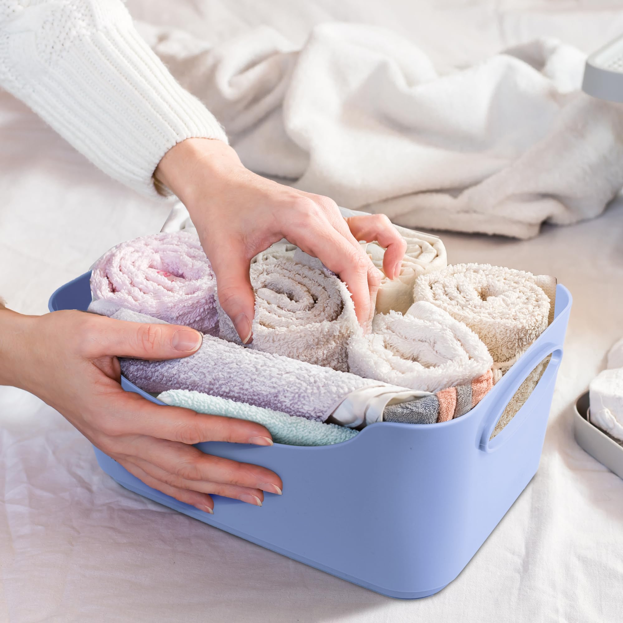 KEPLIN Studio Baskets - 5 Pack Plastic Shelf Organisers | Sturdy Handles | 25.5 x 17 x 11 cm 6