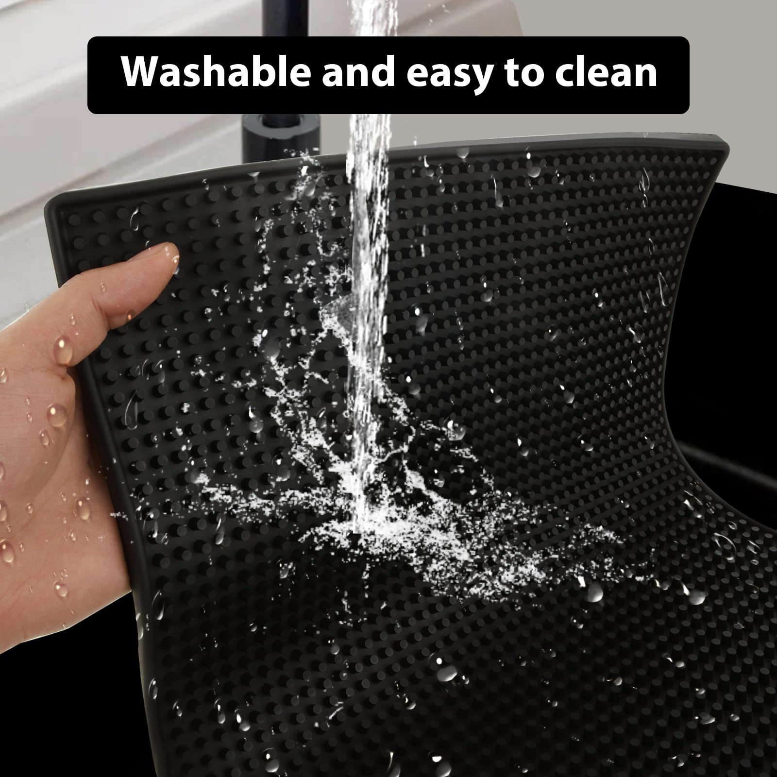 ASelected Bar Mat - Durable PVC, Anti-Slip, Bristle Surface | 45x30cm Black Mat 4