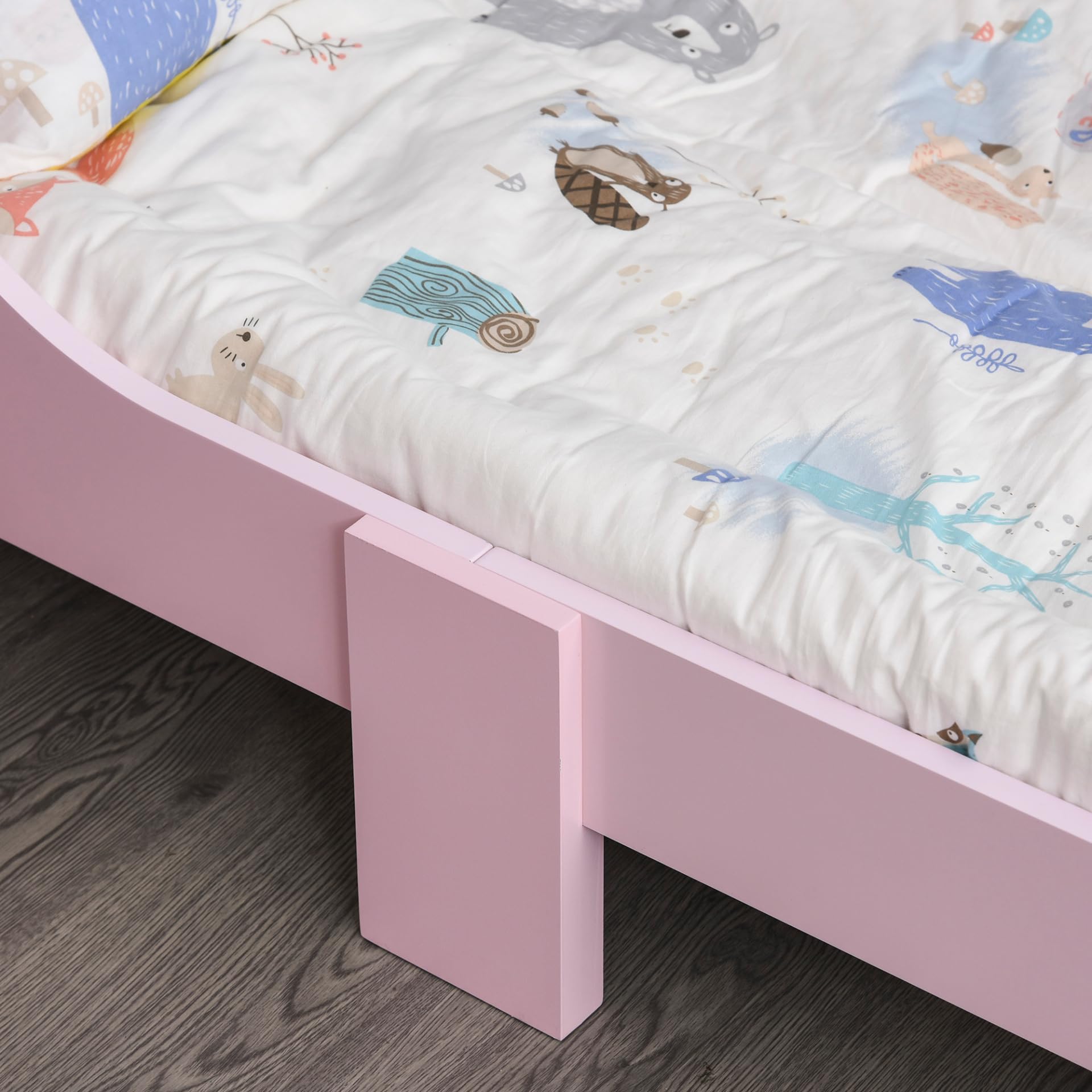 HOMCOM Princess Crown Toddler Bed for Girls | Low Height, Safety Rails | Supports 50kg 7