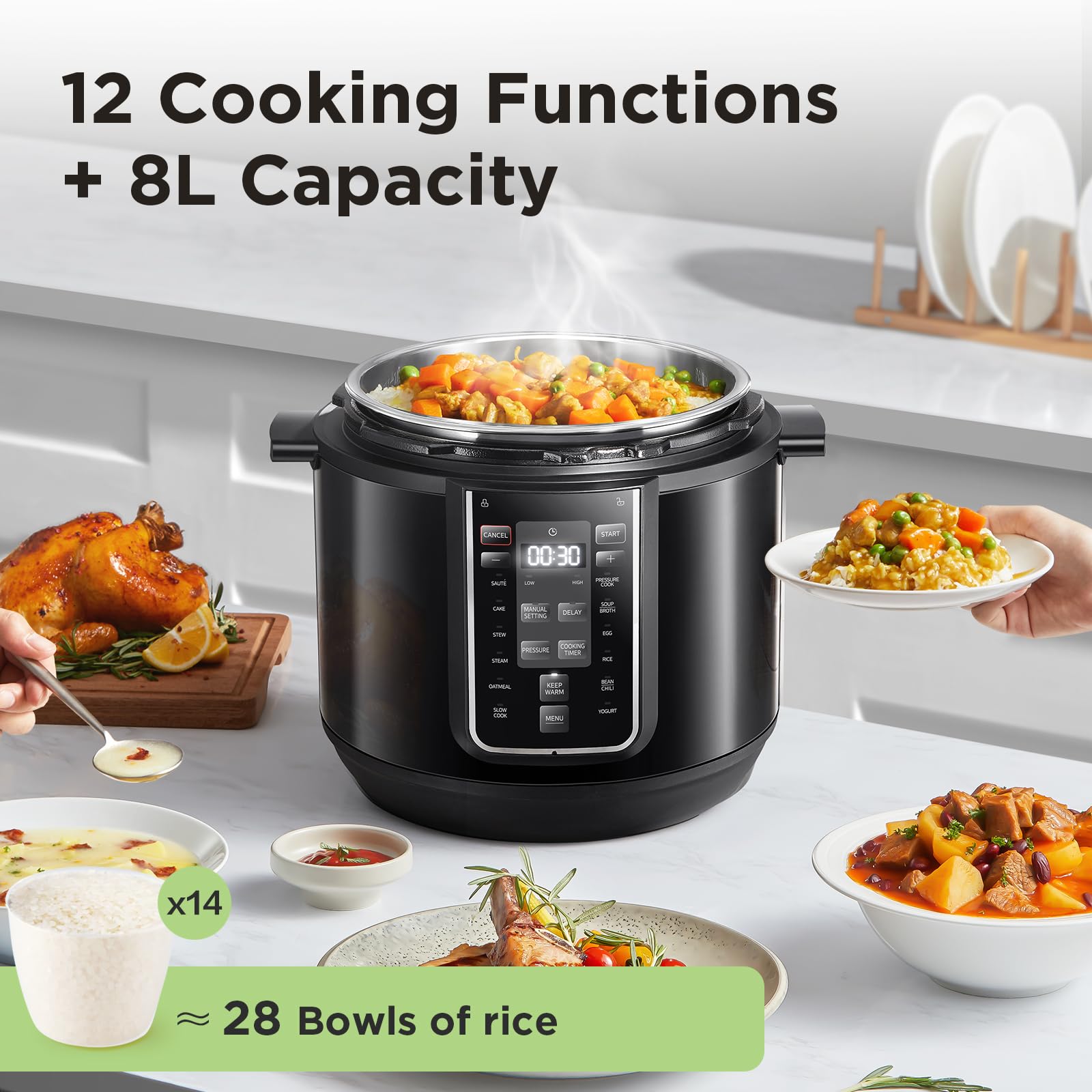 Midea Pressure Cooker with 14 presets and 7.6L Multi Cooker(Yogurt Maker, R 3