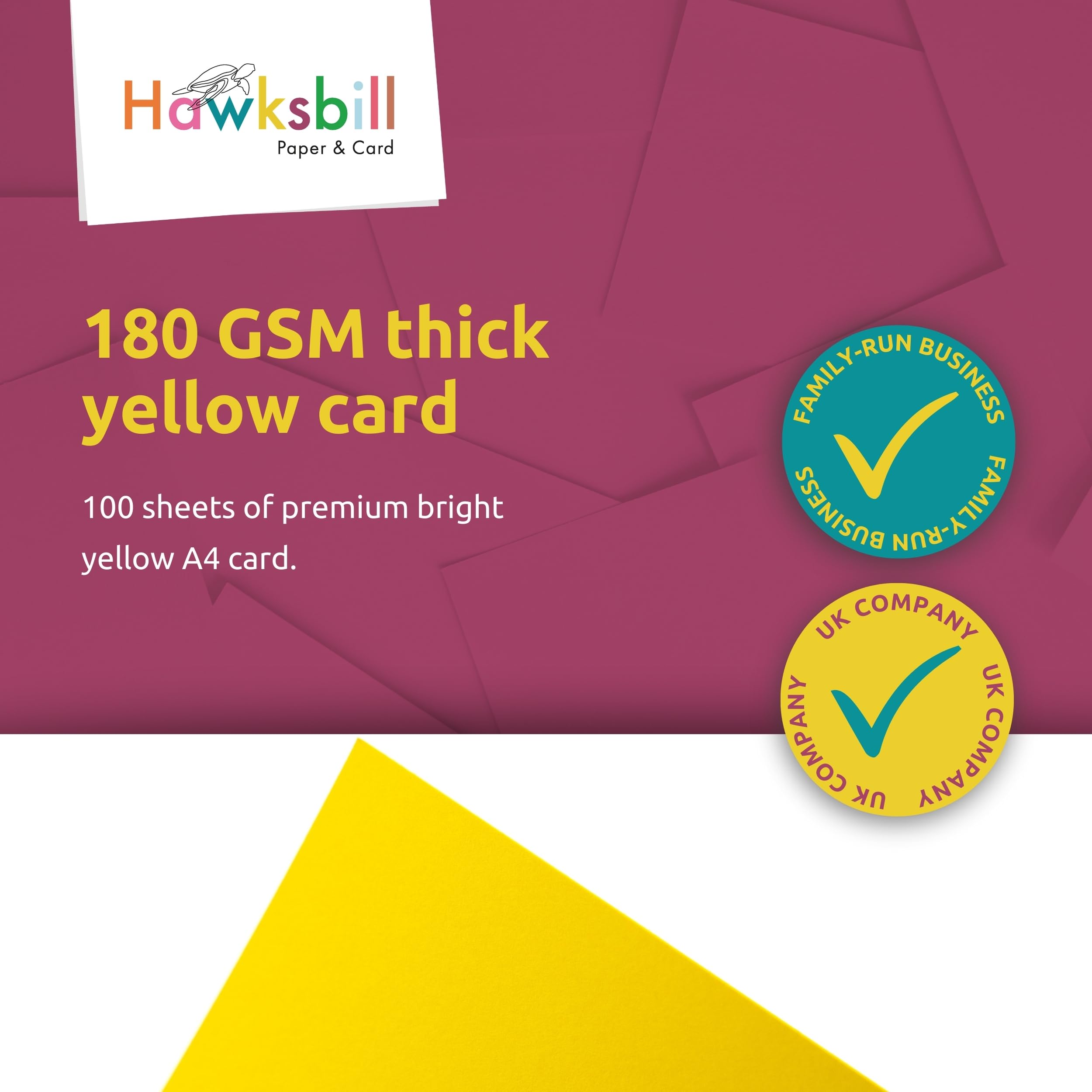 Hawksbill Bright Yellow Card Stock - 180 GSM A4 Premium Paper for Crafts & Printouts | 100 Sheets 5