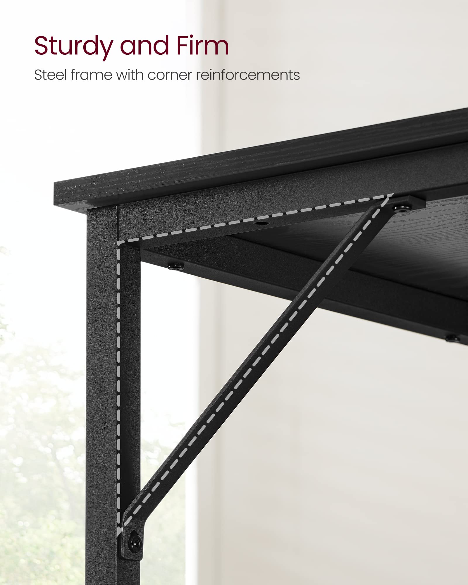 VASAGLE Computer Desk - Compact 80 x 50 cm Workstation | Sturdy Steel Frame | Ebony Black & Ink Black LWD038B56 6