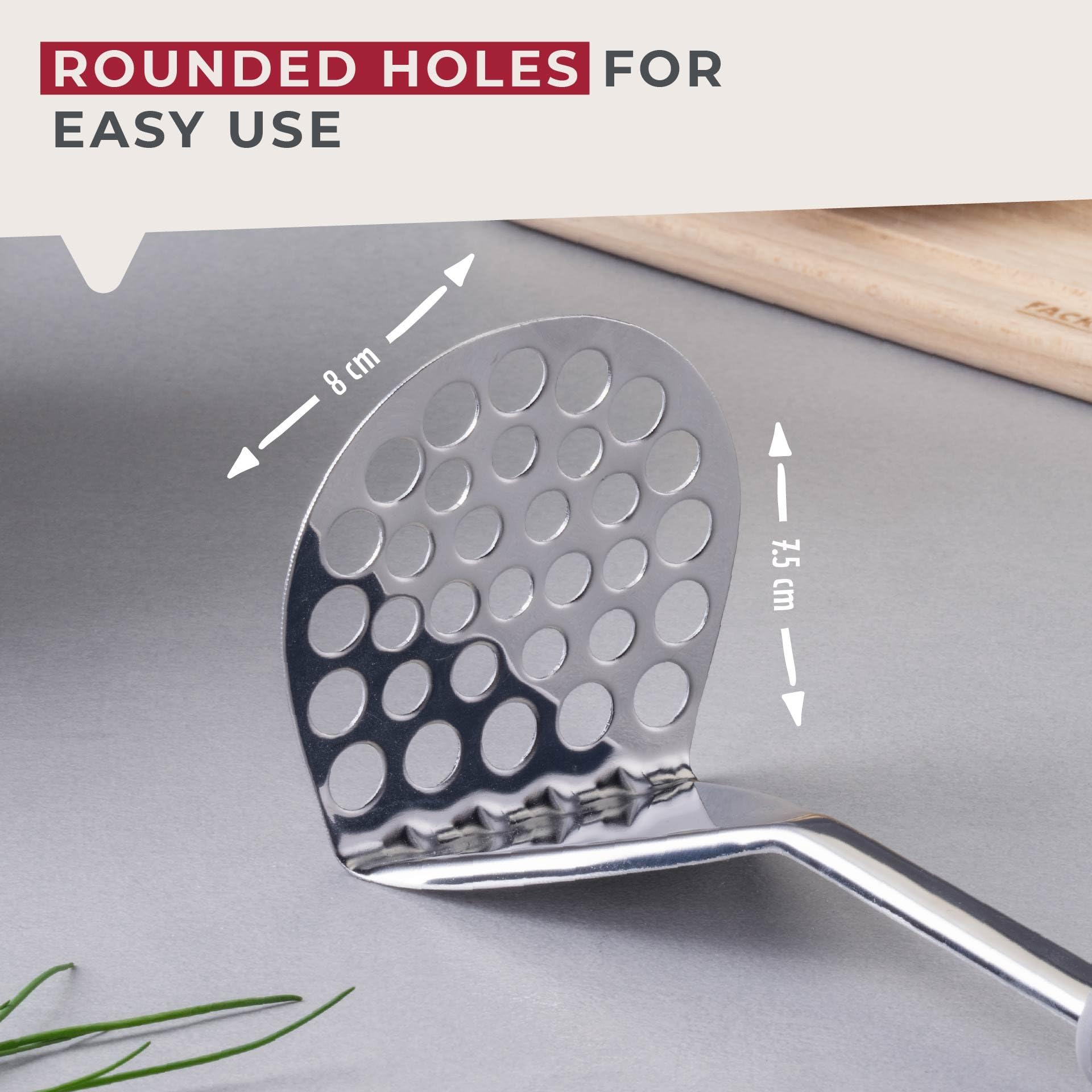 Fackelmann MODE Potato Masher - Stainless Steel | Heat-Resistant Handle | Dishwasher Safe 3