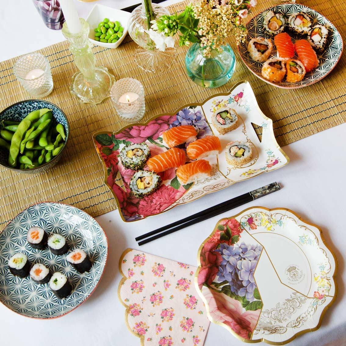 Talking Tables Pretty Floral Napkins - Pack of 50 | Pink Paper | 33cm Unfolded | Afternoon Tea & Partyware 9