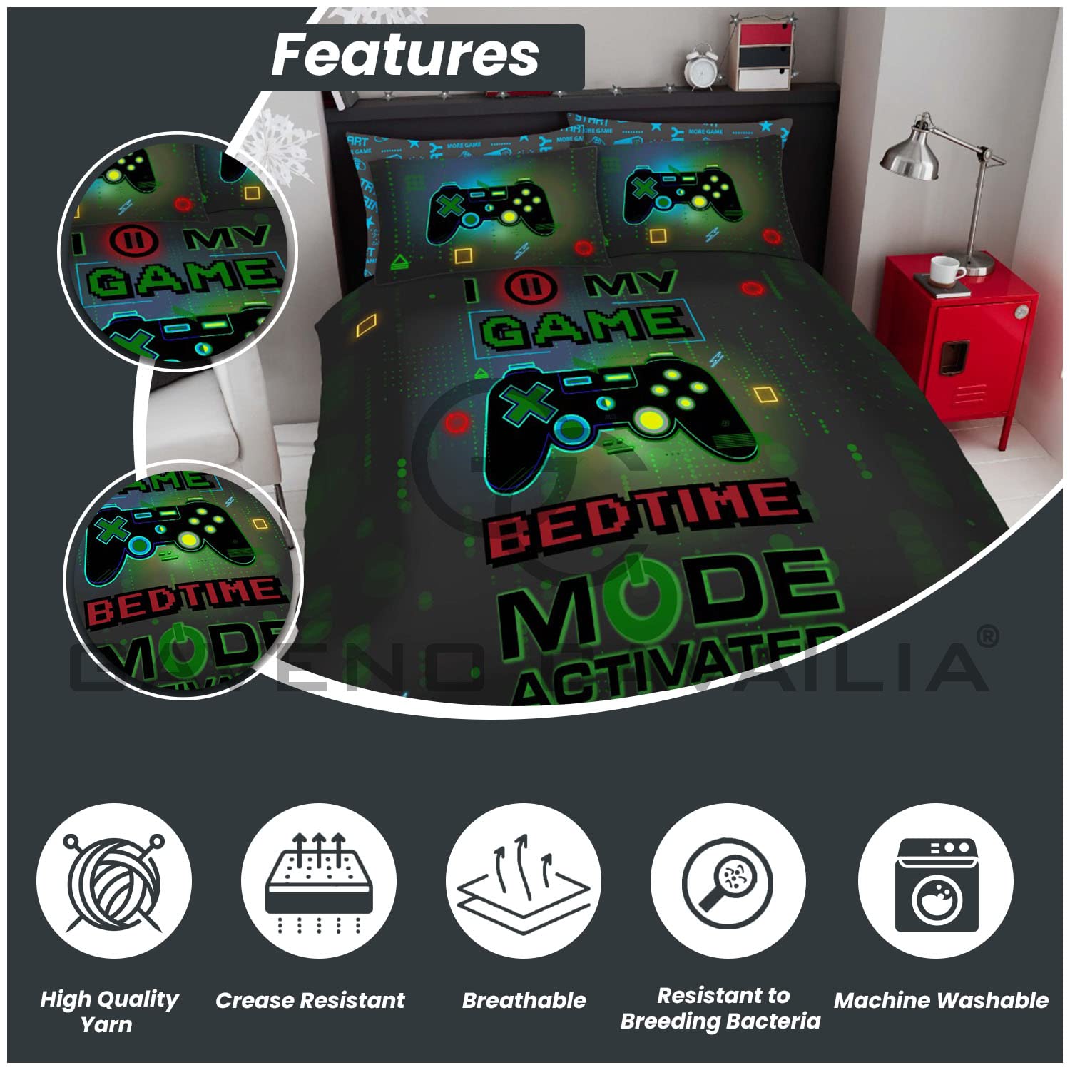 GC GAVENO CAVAILIA Gaming Reversible Single Duvet Cover Set | Polyester-Cotton | 2 Piece 3