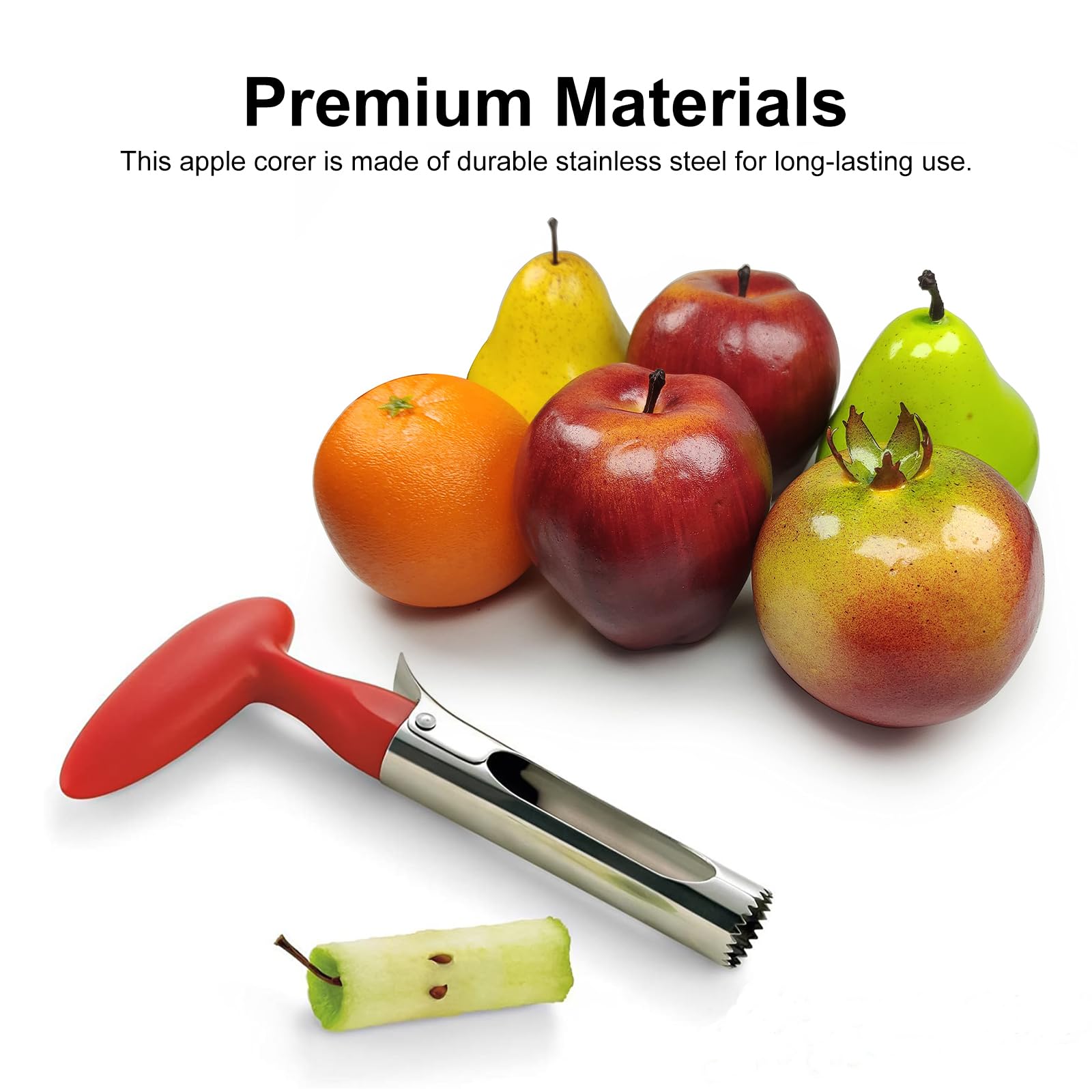 Lafefe Apple Corer with Serrated Stainless Steel Blade and Red ABS Handle 7