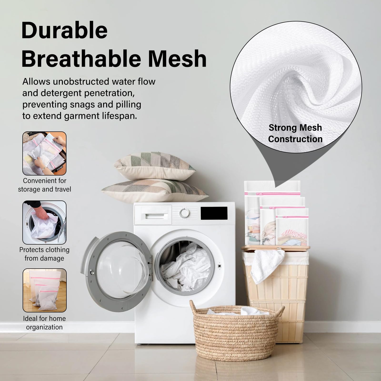 Admygo 6 PCS Mesh Laundry Wash Bags - 3 Sizes (L/M/S) for Delicates with Secure Zipper 3