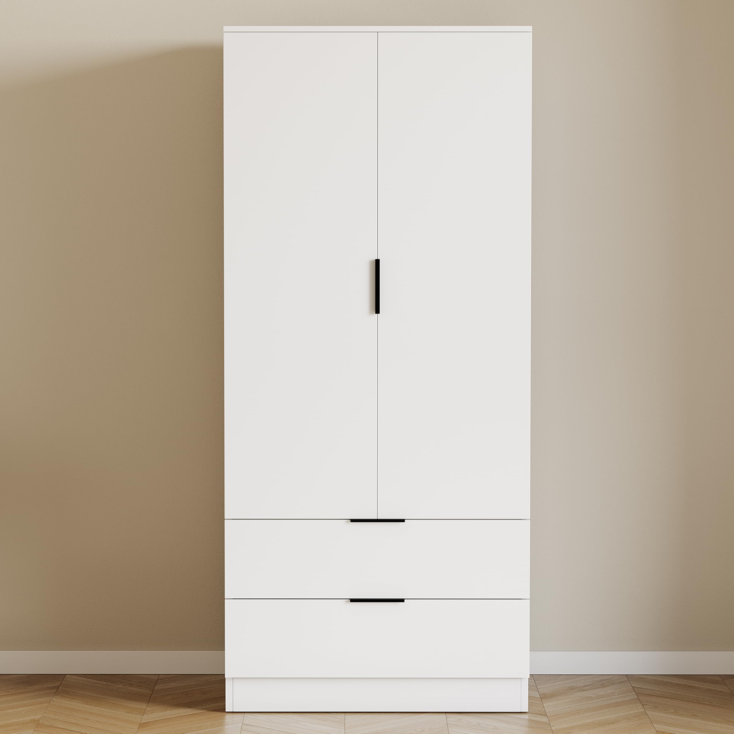 Vida Designs Trega 2 Door 2 Drawer Wardrobe - White | 170cm H x 76cm W | Engineered Wood 3