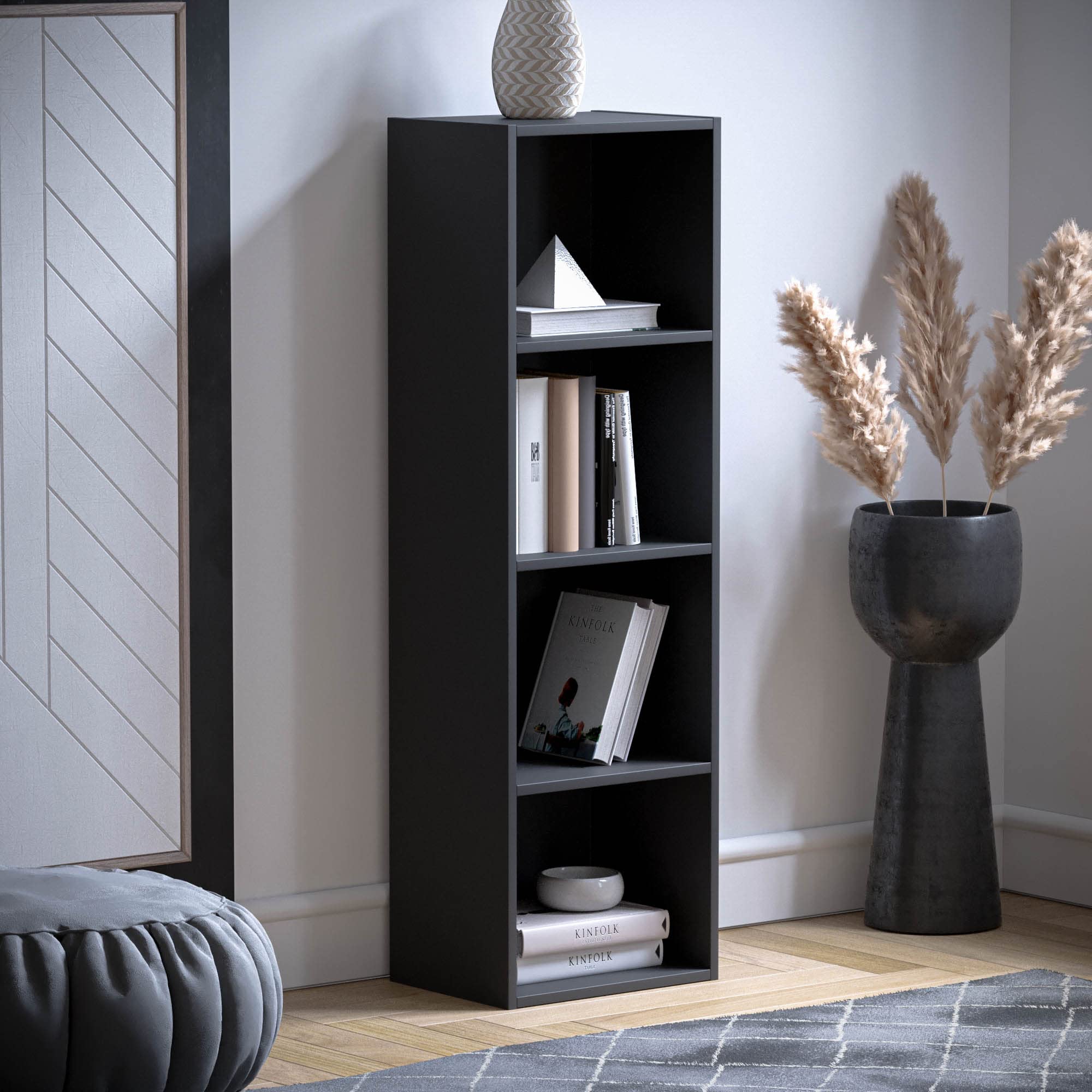 Vida Designs Oxford 4 Tier Cube Bookcase - Sturdy Wood Construction | Black | H 106 x W 32 x D 24 Cm 6