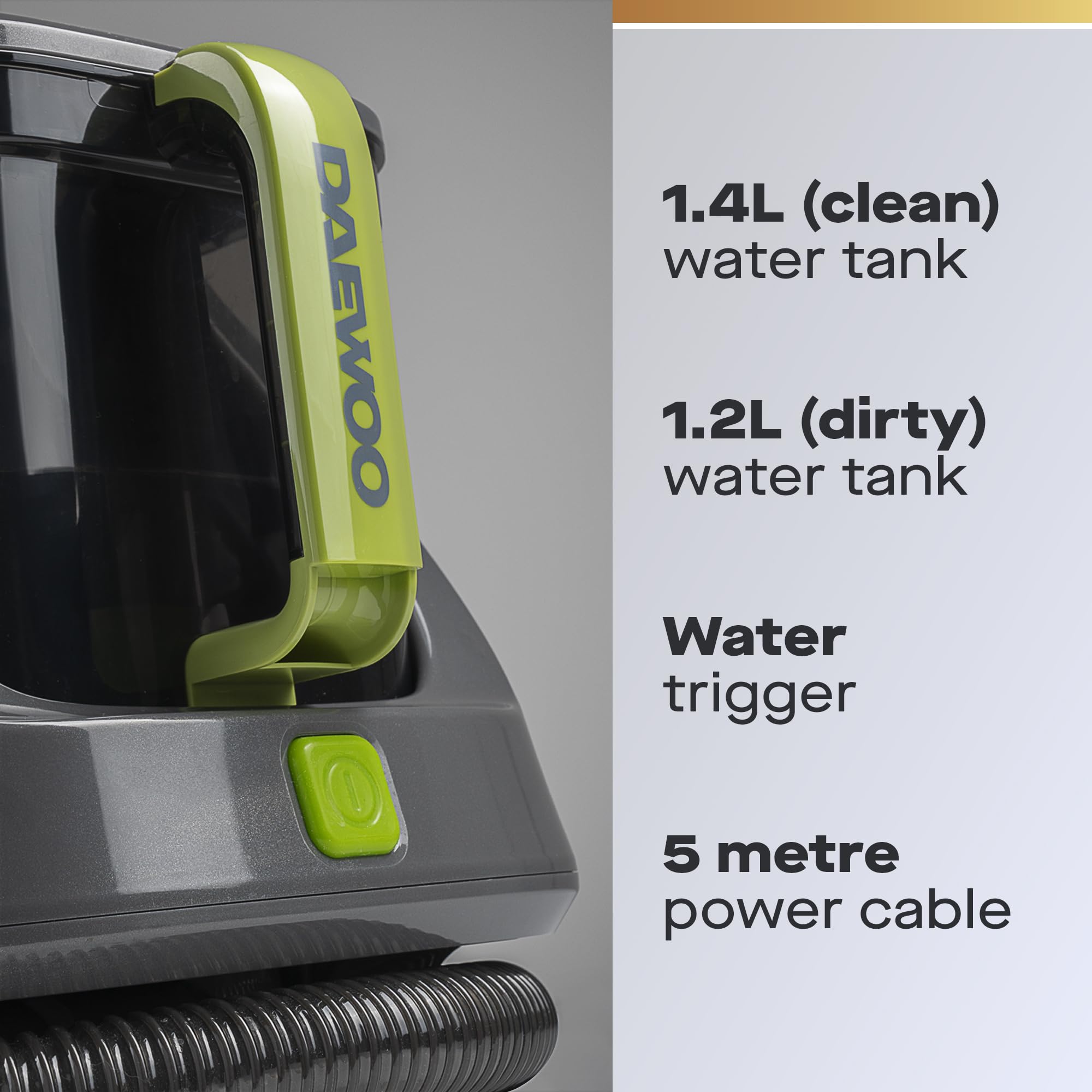 Daewoo Hurricane 650W Spot Washer - Compact Upholstery & Carpet Cleaner | Dual Tank System