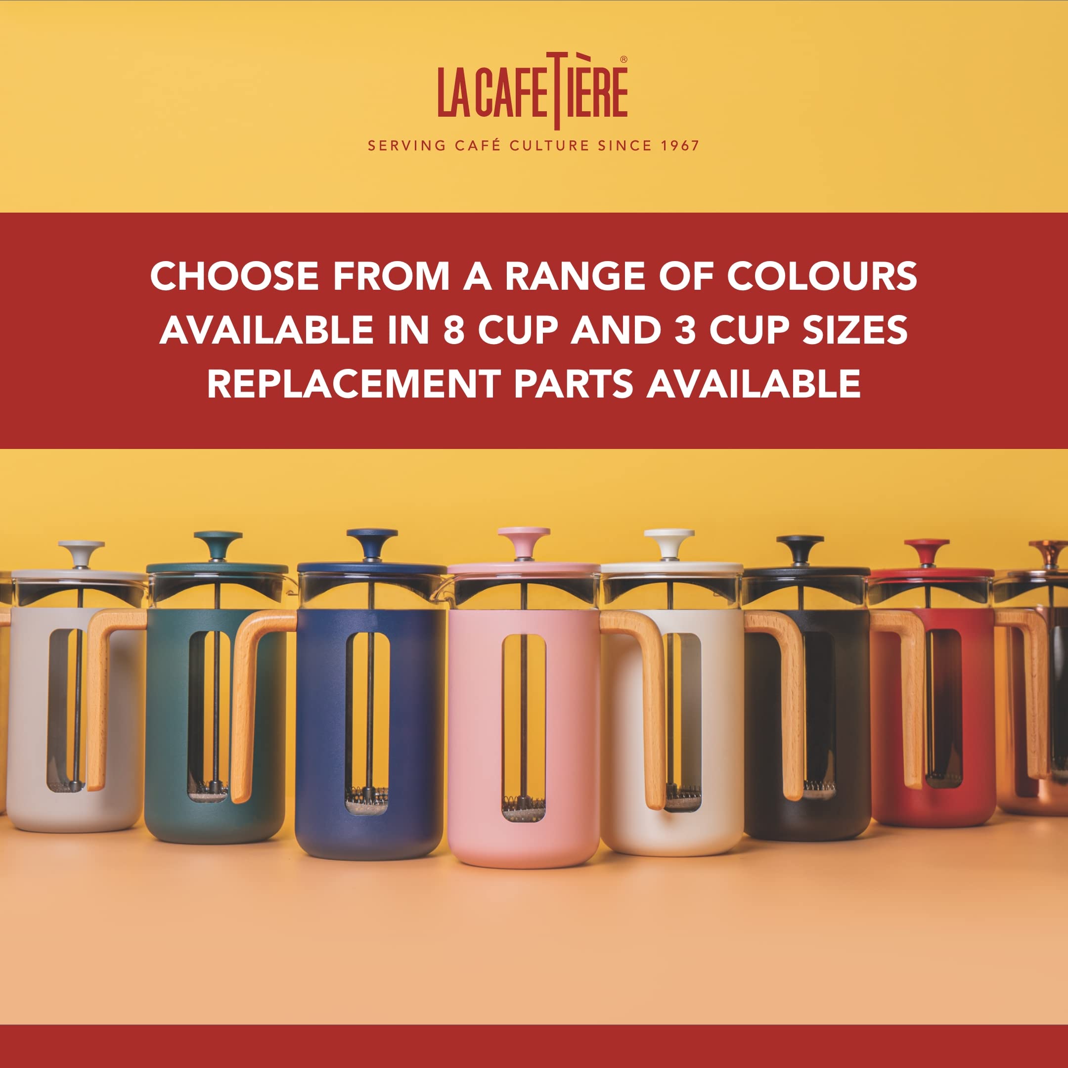 La Cafetière Pisa Stainless Steel French Press - 8 Cup (1L) | Heat-Resistant Glass | Latte Color 6