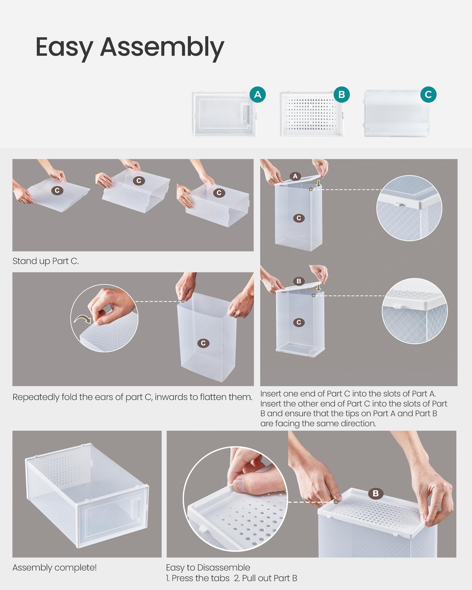 SONGMICS Shoe Boxes - Pack of 18 Stackable Organisers | Transparent Body | Fits up to UK Size 11 7