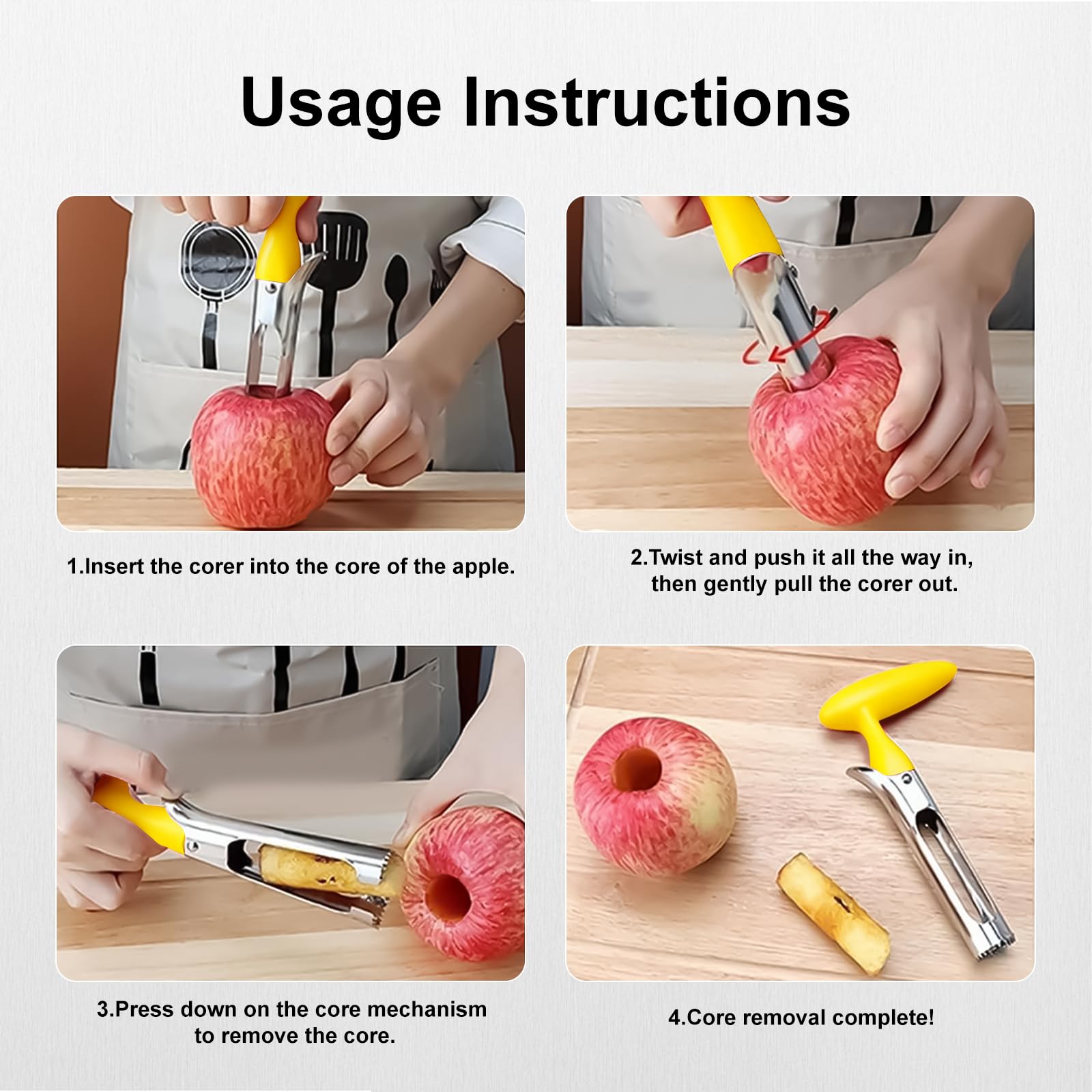 Lafefe Apple Corer Remover with Serrated Stainless Steel Blade | Yellow ABS Handle 4