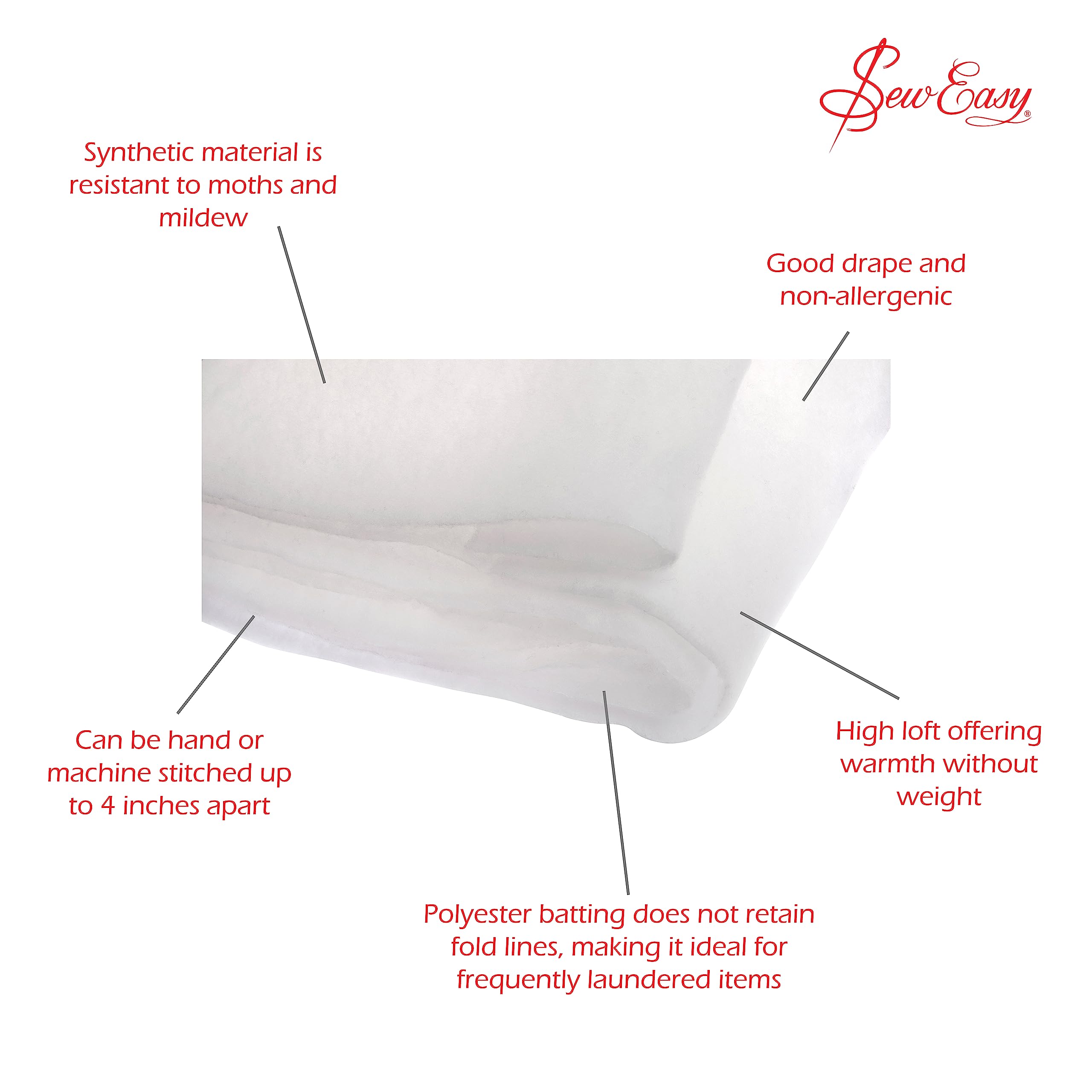 Sew Easy Quilting Polydown Batting - 100% Polyester Washable | Crib Size 152 x 114cm 4