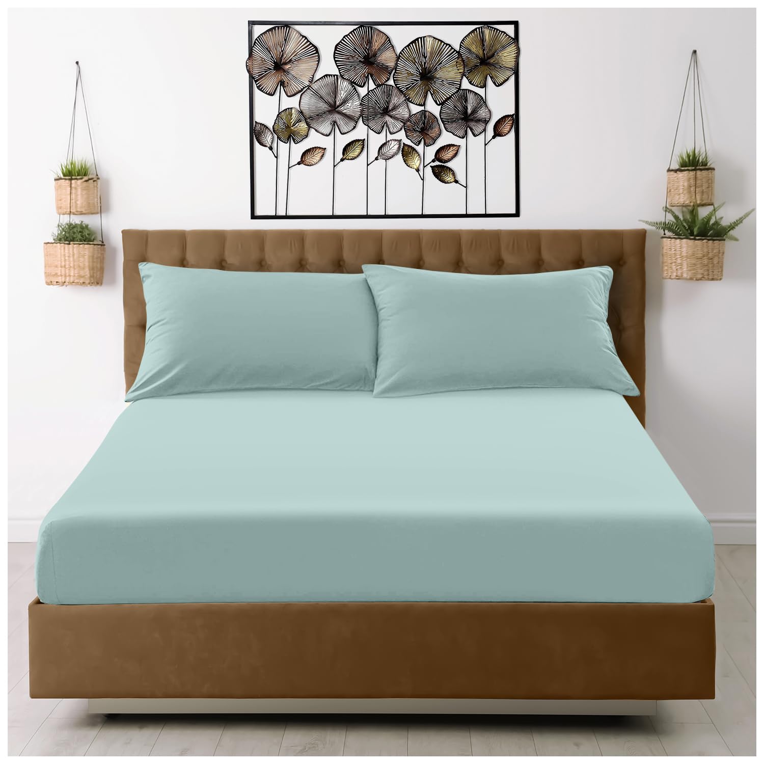 Super Dreamer Microfiber Fitted Sheet - Double Size (137x193 cm) - Duck Egg | 100% Polyester 1