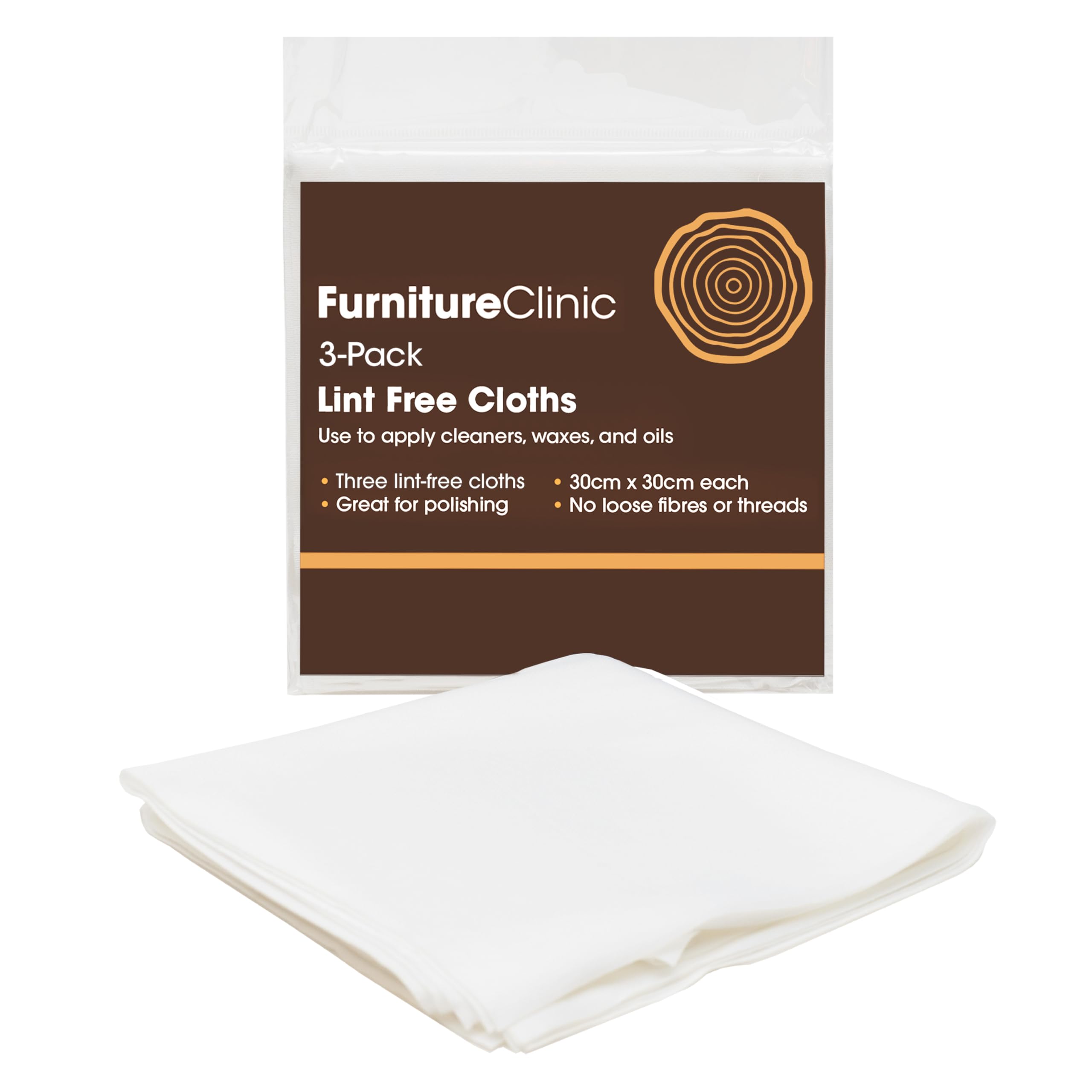 Furniture Clinic Lint Free Cleaning Cloths - 3 Pack | 30 x 30 cm | Polyester Blend | Machine Washable 1