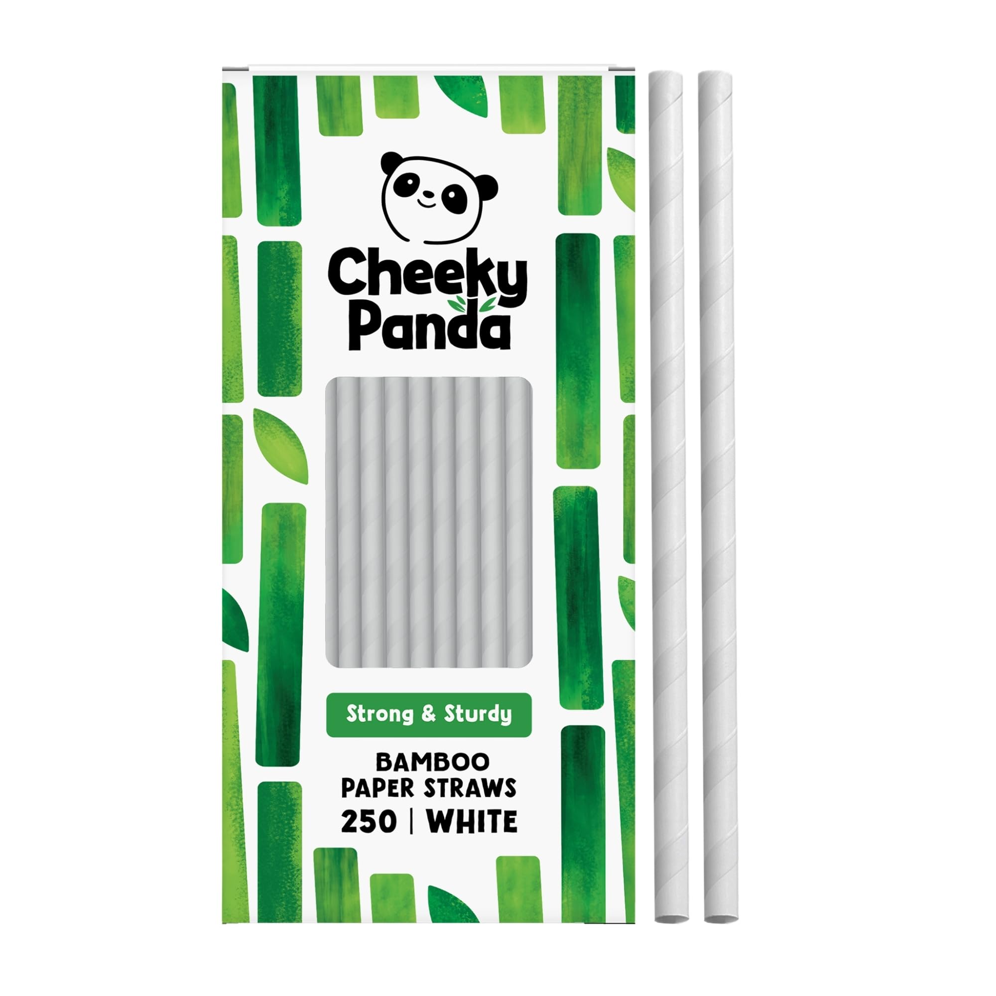 The Cheeky Panda Bamboo Paper Straws - 250 Count White | Biodegradable & Vegan Friendly