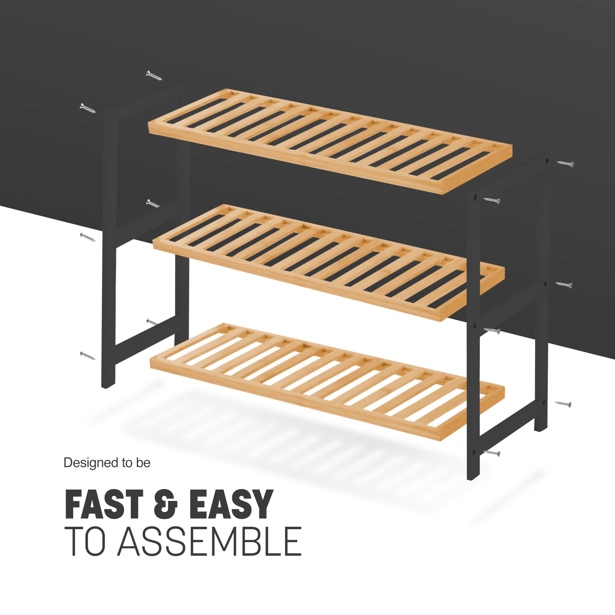 KEPLIN 3-Tier Bamboo Shoe Rack - Space-Saving Storage | Moisture-Resistant | Easy Assembly 5