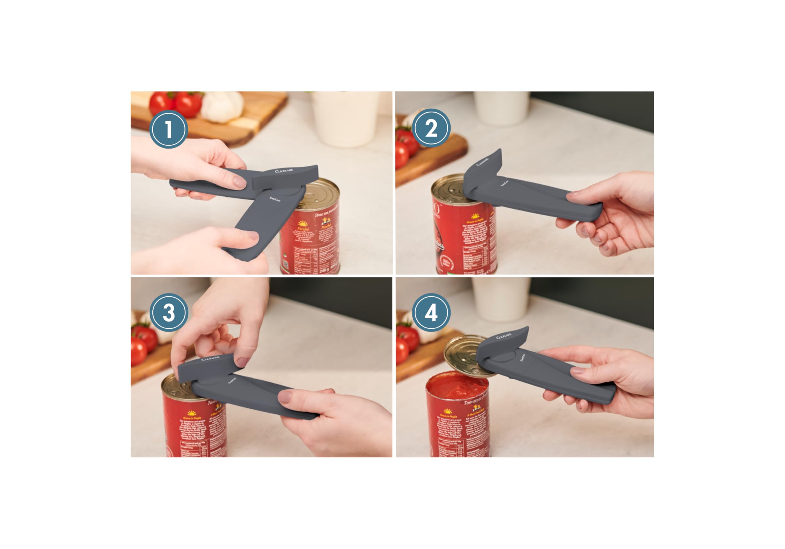CULINARE Lift Off Tin Opener - Side-Cutting Mechanism | Grey Plastic/Stainless Steel | Manual Operation 7