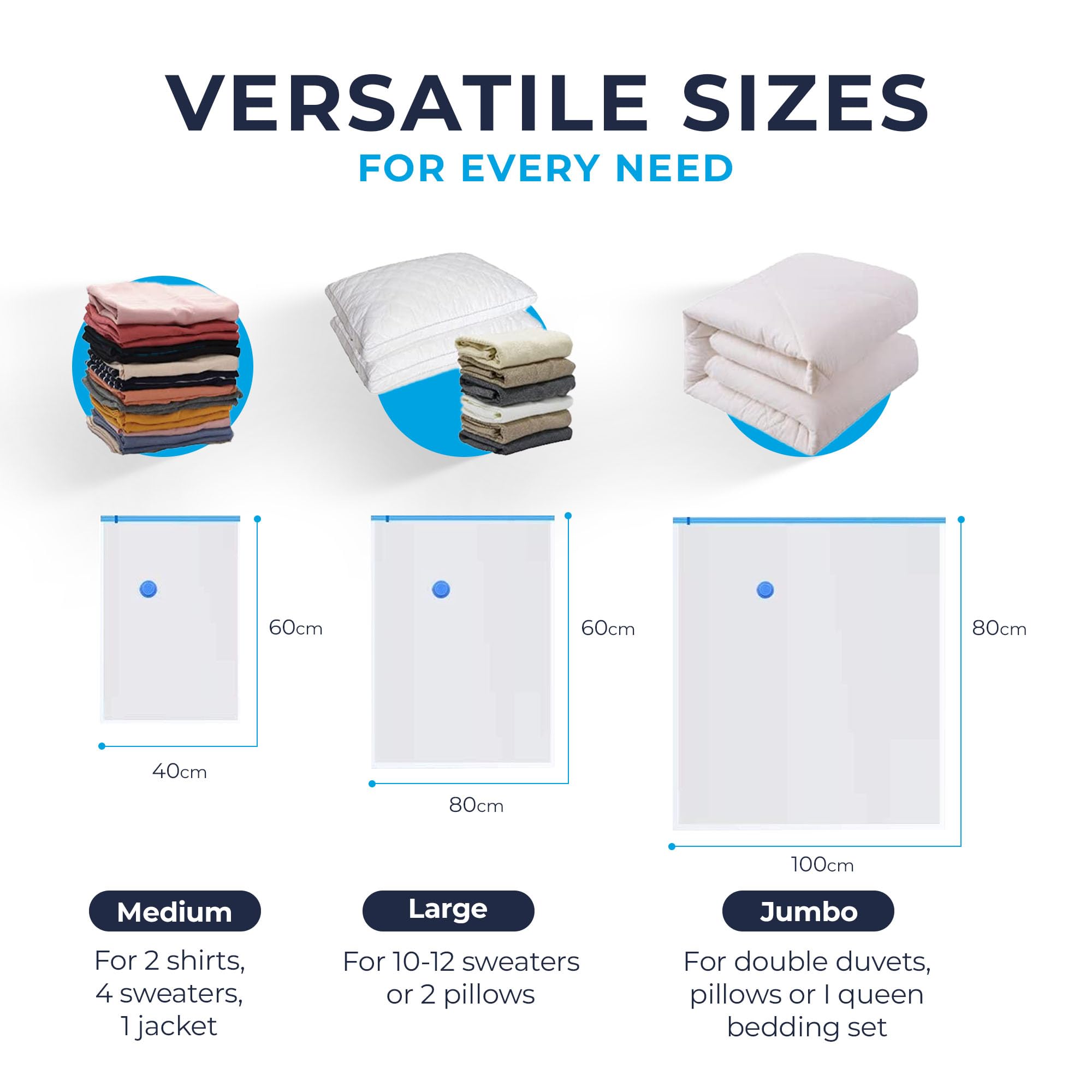 Niftii Vacuum Storage Bags - 6 Pack Mixed Sizes | Up to 80% Space Saving | Reusable & Waterproof 5
