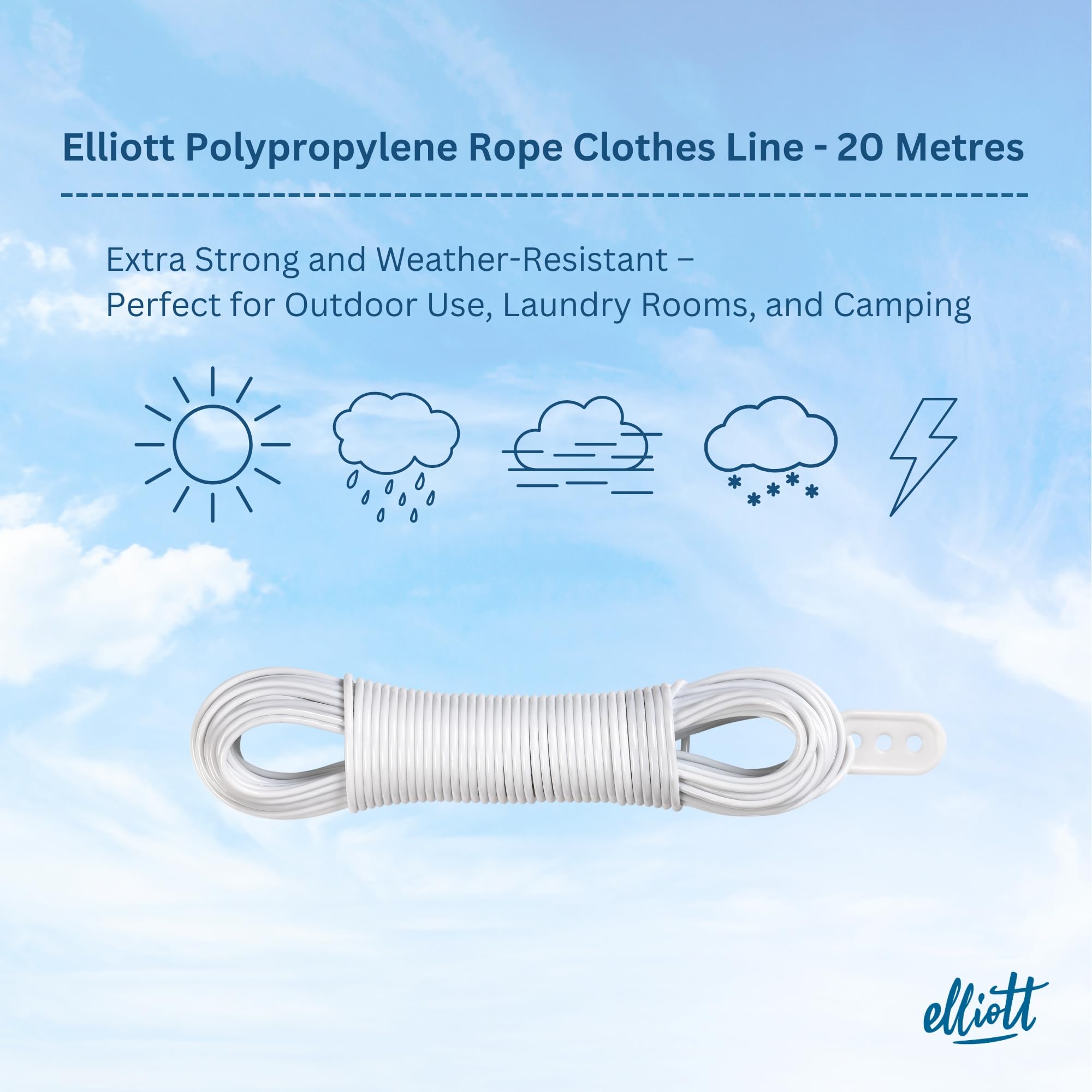 Elliott Steel Core Clothes Line - 20 Metre Length | Weather-Resistant | Indoor/Outdoor Use 5