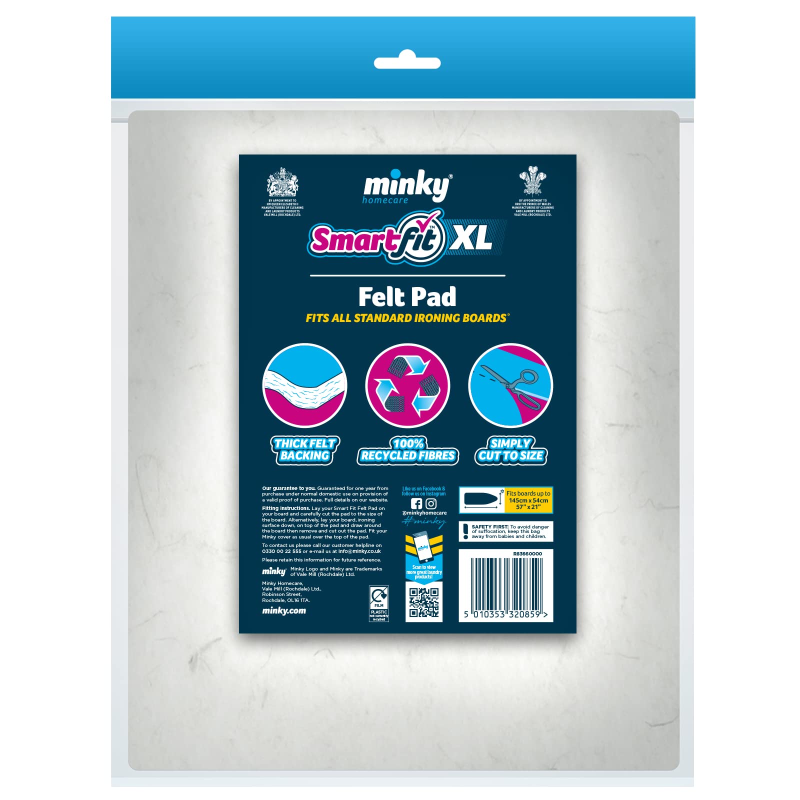 Minky Extra Large Thick Felt Ironing Board Pad | Cut to Size | 145 x 54cm