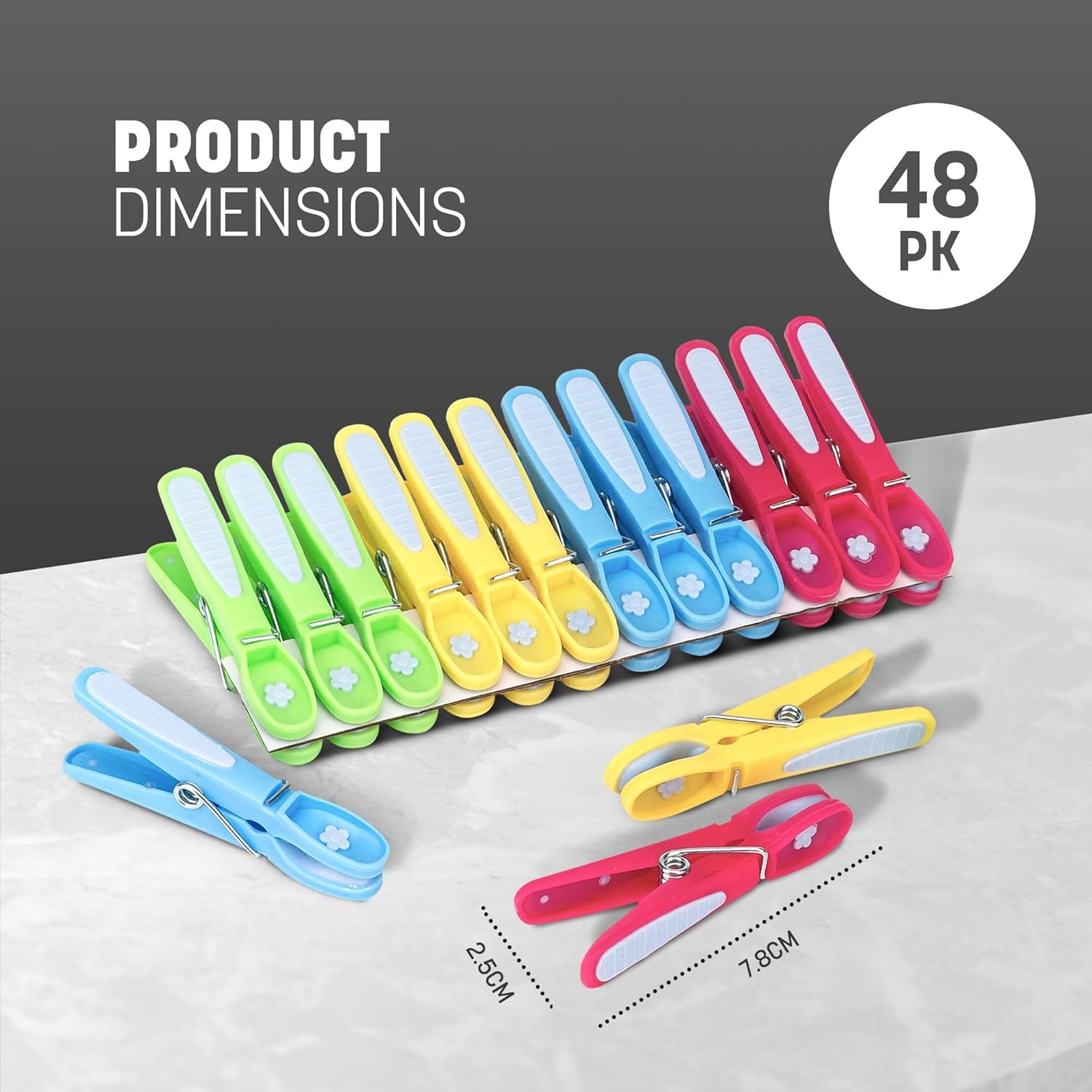 KEPLIN Clothes Pegs - Strong Grip, Weather Resistant | 48 Pack Multicolour 3