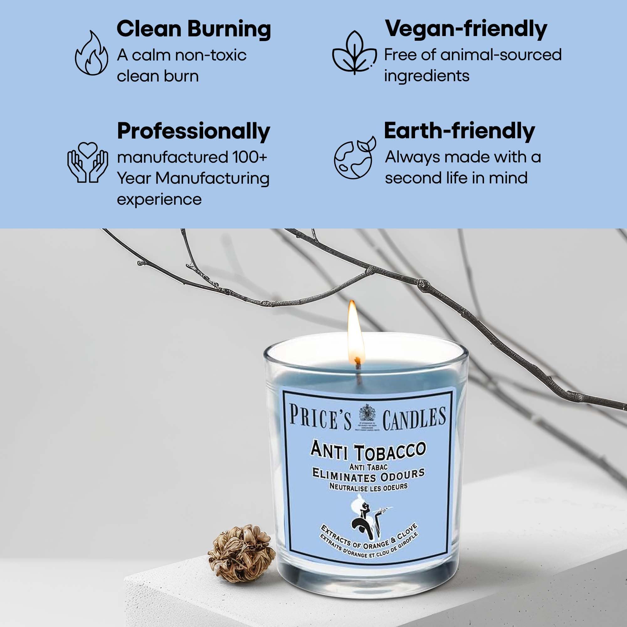Price's Anti-Tobacco Jar Candle - Orange & Clove Scent | 360g Wax Jar 6