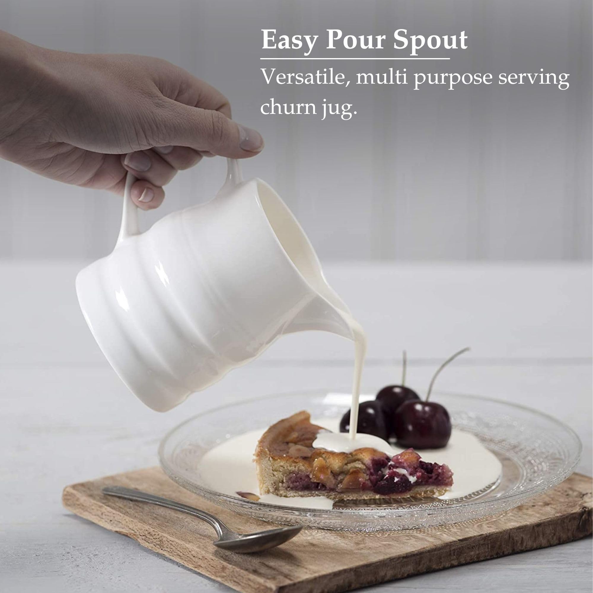 WM Bartleet & Sons 1750 Traditional Churn Jug - 284ml Porcelain Cream & Milk Pitcher | Dishwasher Safe 3