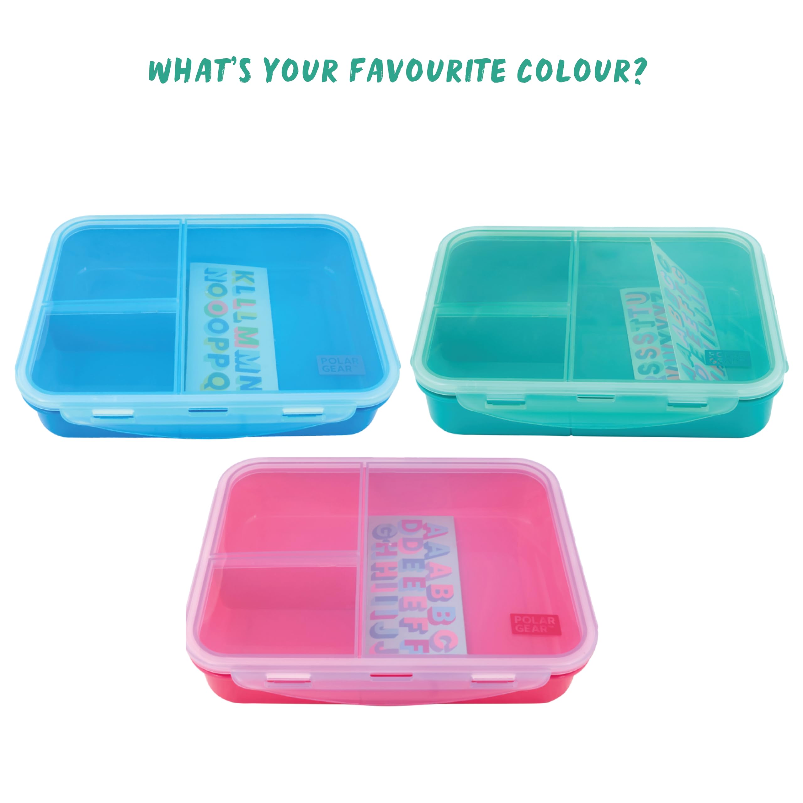 Polar Gear Decorate Me Lunch Box - 3 Compartments, Leakproof, Sky Blue/Azure | BPA-Free 2