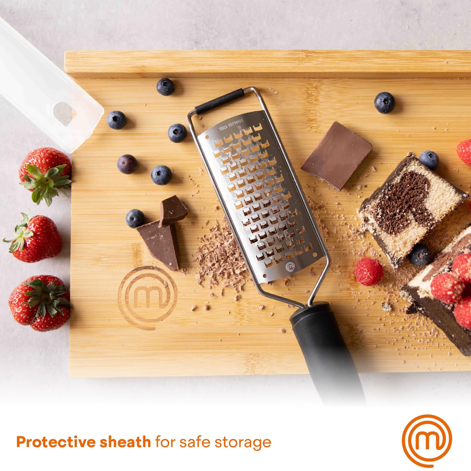 MasterChef Stainless Steel Flat Mini Grater Handheld for Parmesan, Ginger, Lemon Zester | Black 6