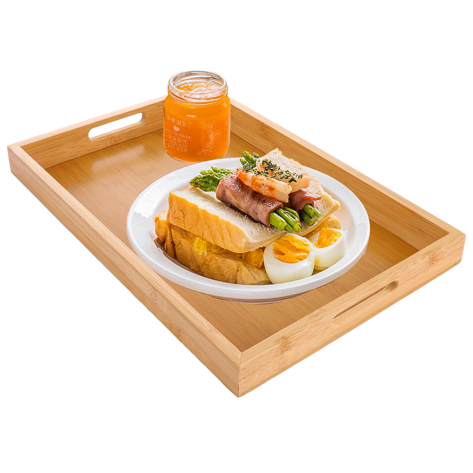 ASelected Bamboo Serving Platter with Handles | Rustic Style | 38 x 25 cm