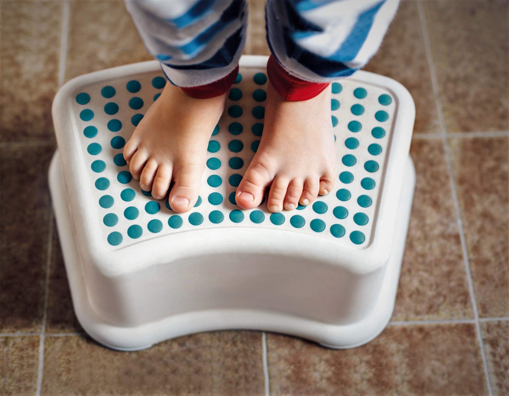 Addis Kids Plastic Bathroom Booster Step Stool - Durable, Anti-Slip Feet | 35kg Capacity