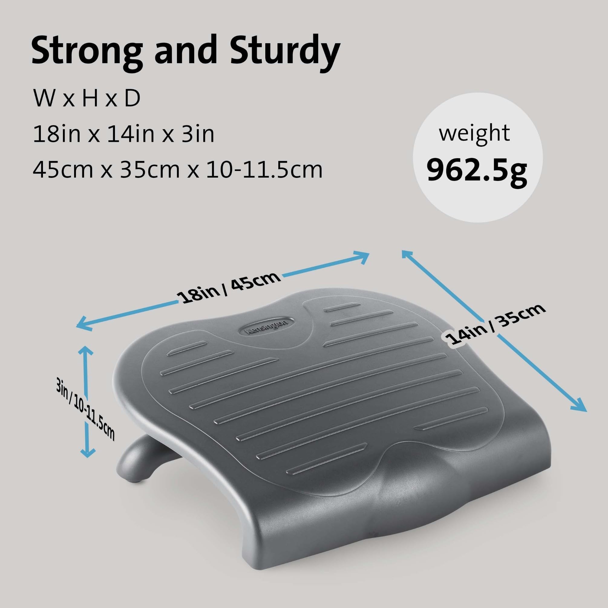 Kensington SoleSaver Adjustable Ergonomic Foot Rest - 3 Tilt Settings | Textured Surface | Black Plastic 6